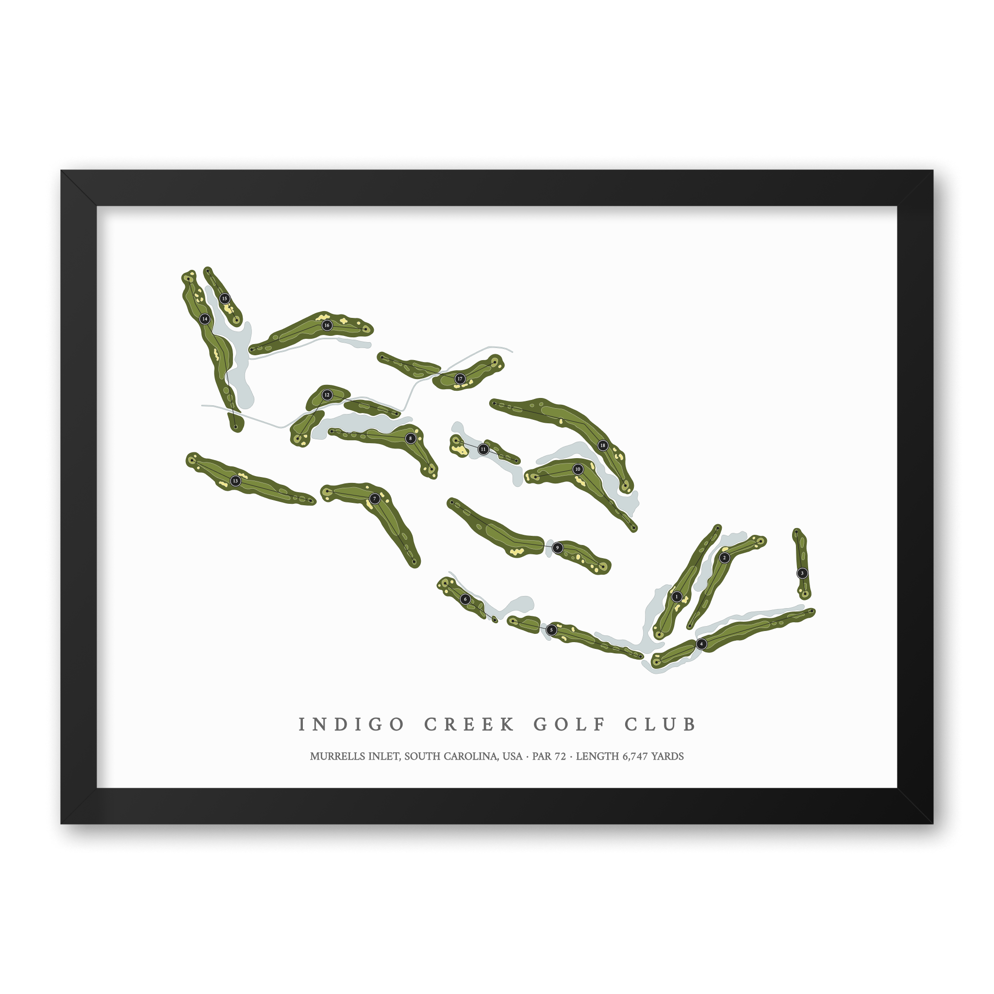 Indigo Creek Golf Club | Golf Course Map | Black Frame