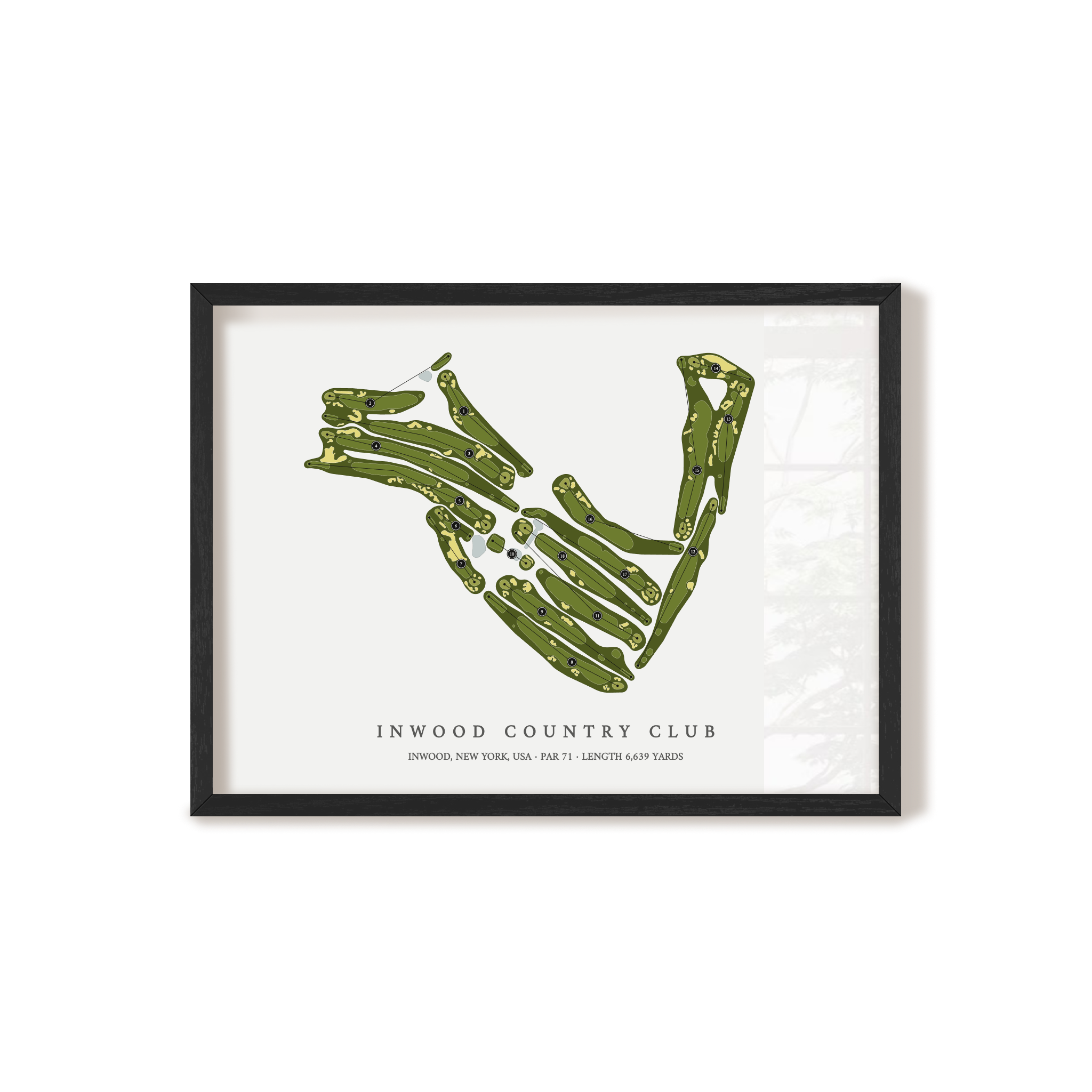 Inwood Country Club | Golf Course Map | Black Frame