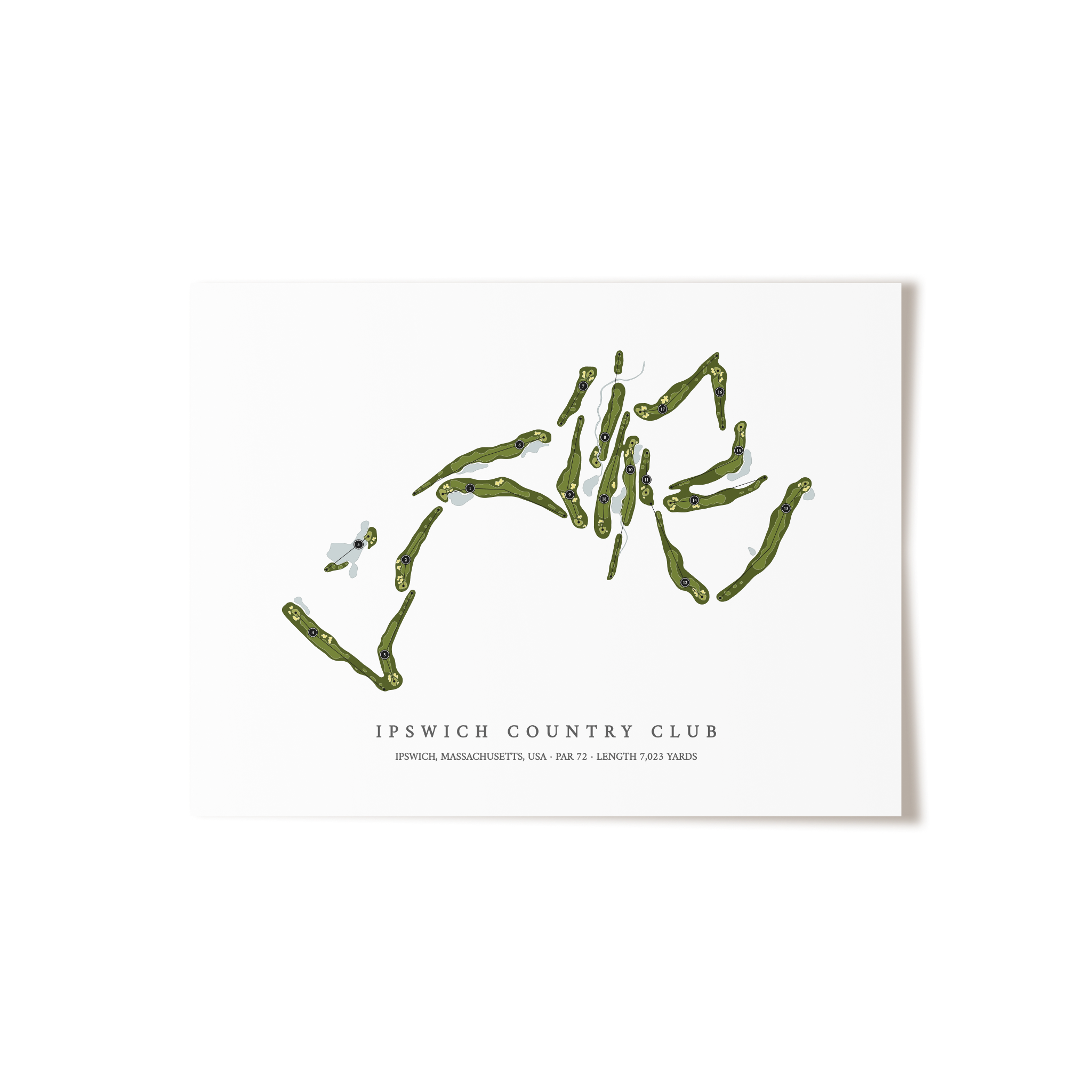 Ipswich Country Club | Golf Course Map | Unframed
