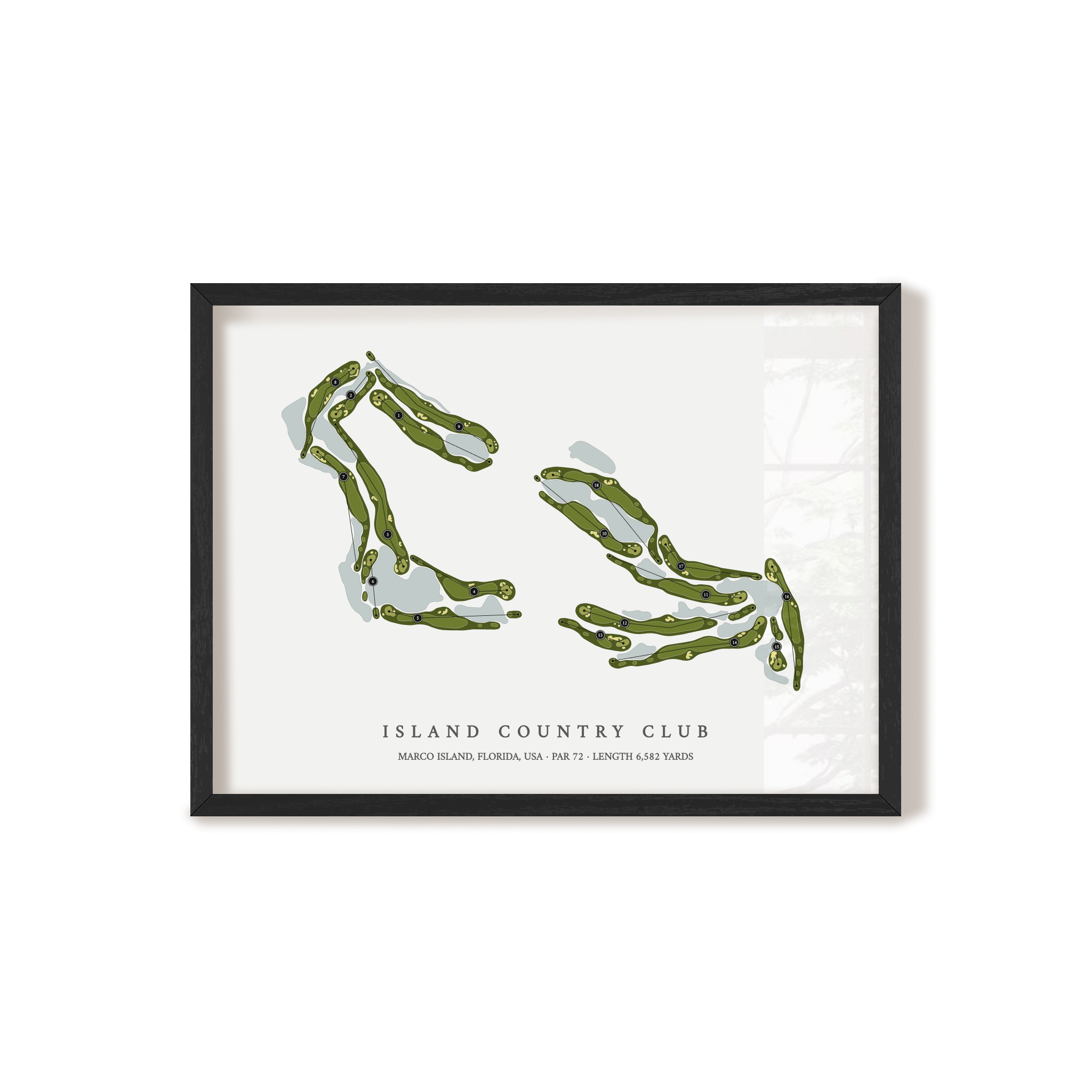 Island Country Club | Golf Course Map | Black Frame