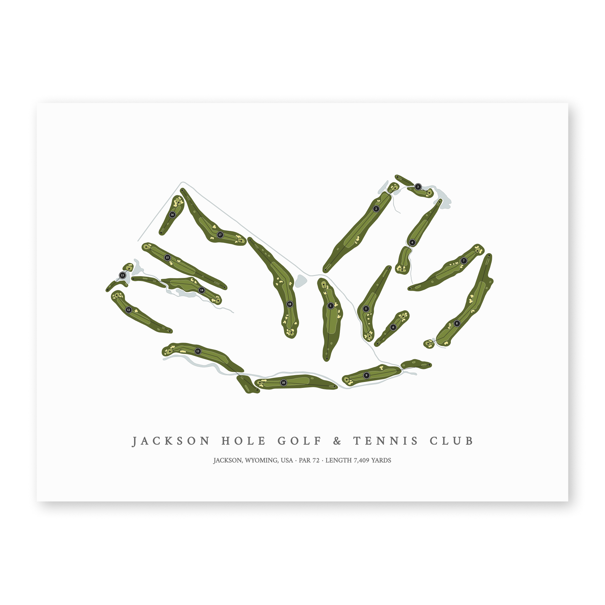 Jackson Hole Golf & Tennis Club | Golf Course Map | Unframed