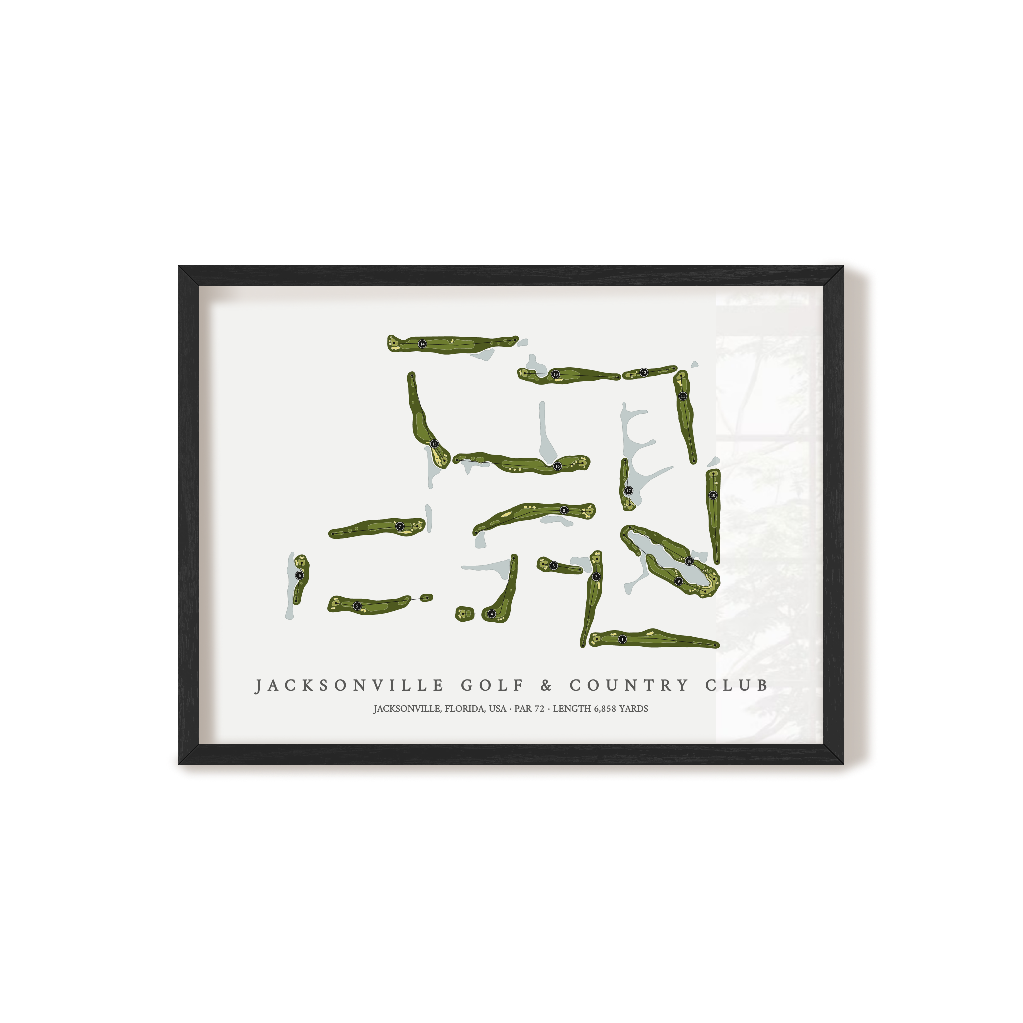 Jacksonville Golf & Country Club | Golf Course Map | Black Frame