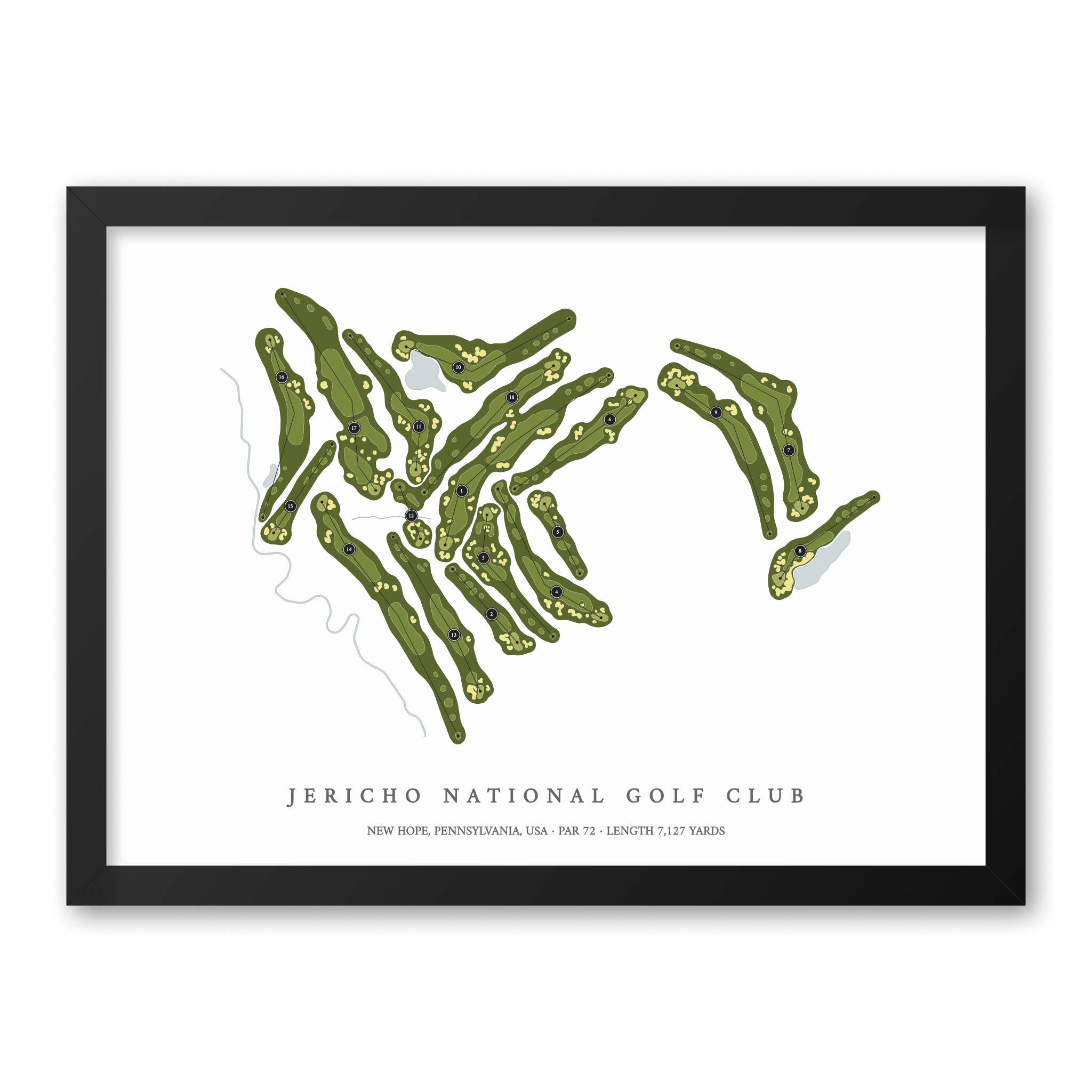 Jericho National Golf Club | Golf Course Print | Black Frame