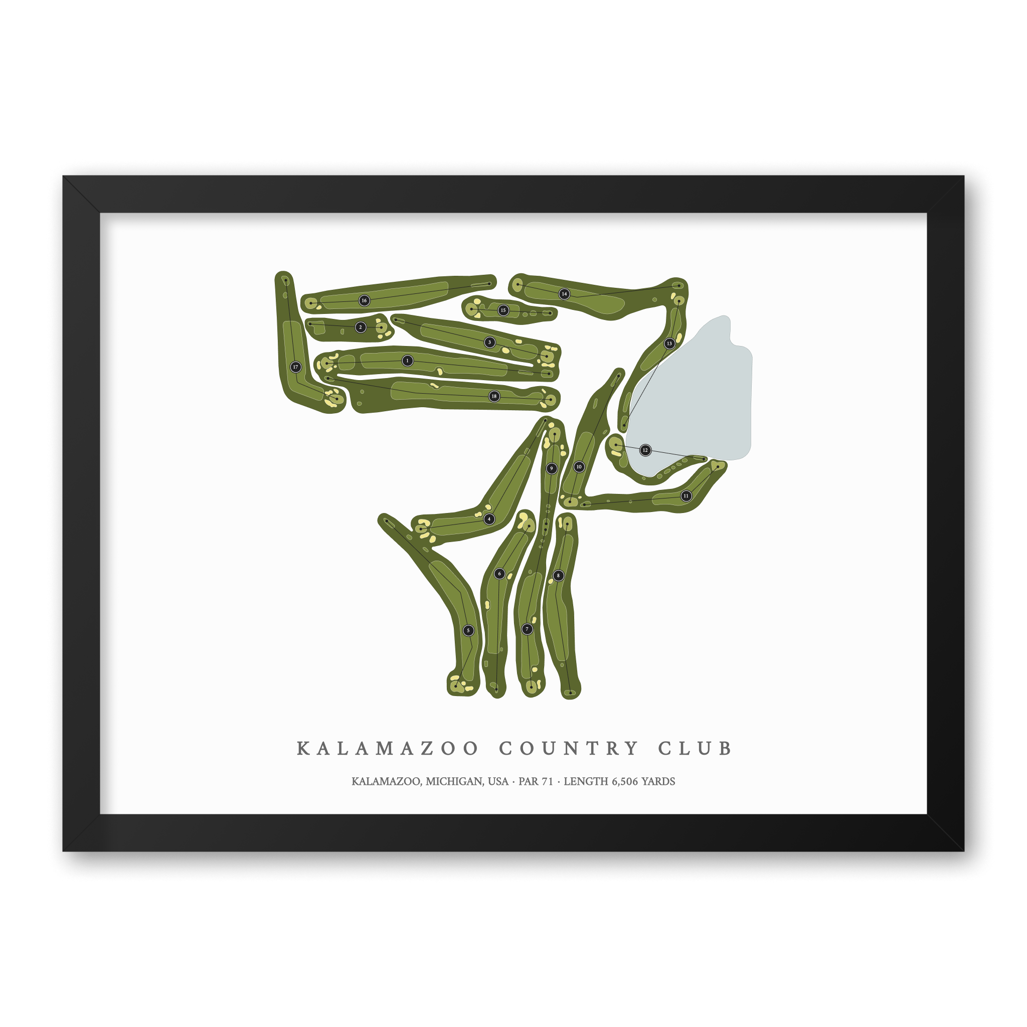 Kalamazoo Country Club | Golf Course Print | Black Frame