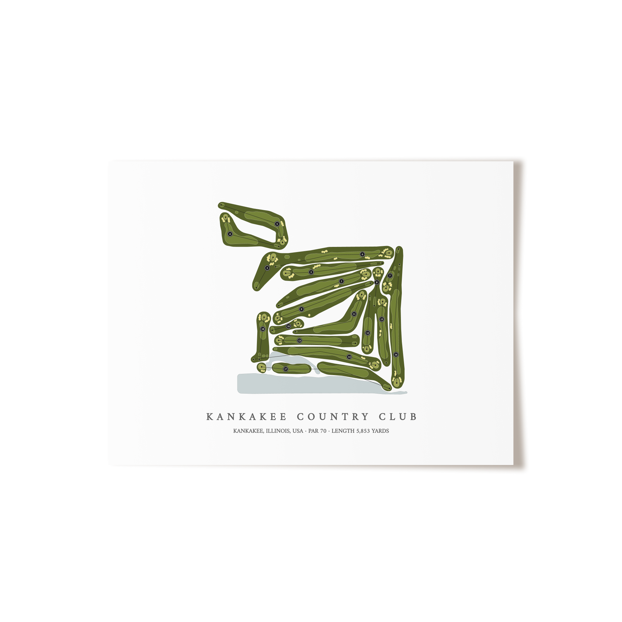 Kankakee Country Club | Golf Course Map | Unframed