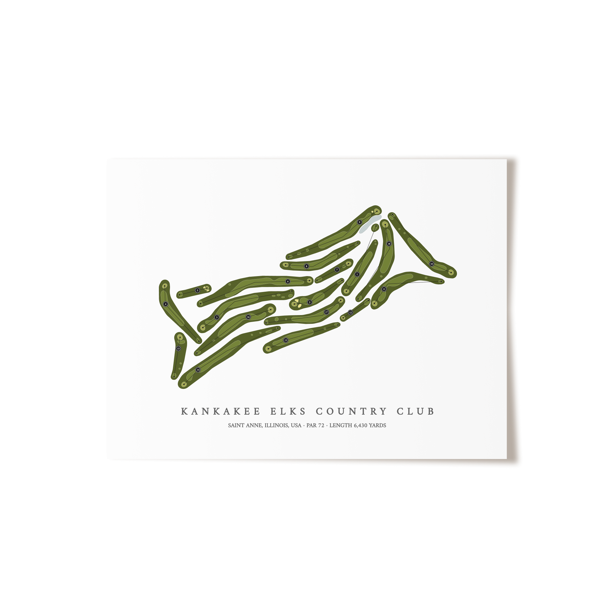 Kankakee Elks Country Club | Golf Course Map | Unframed