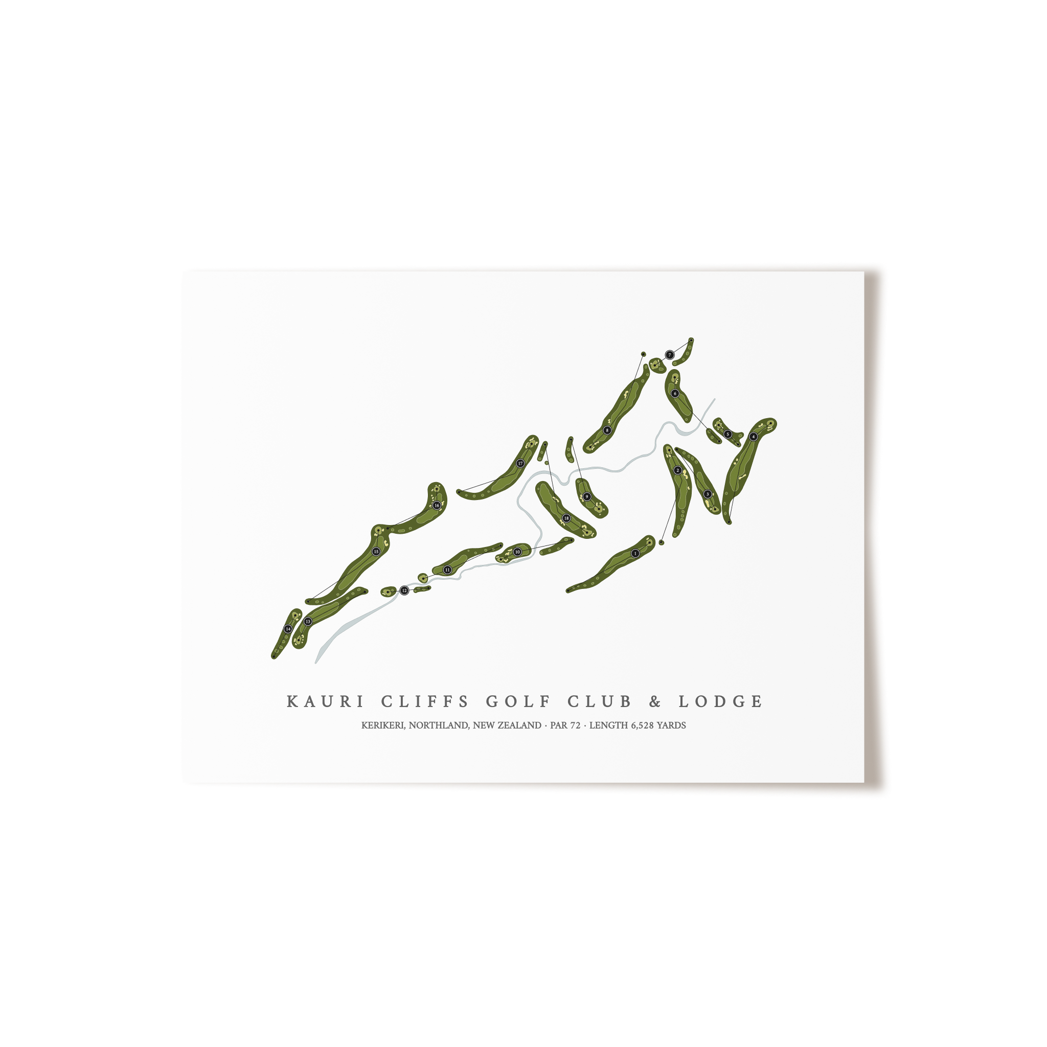 Kauri Cliffs Golf Club & Lodge | Golf Course Map | Unframed