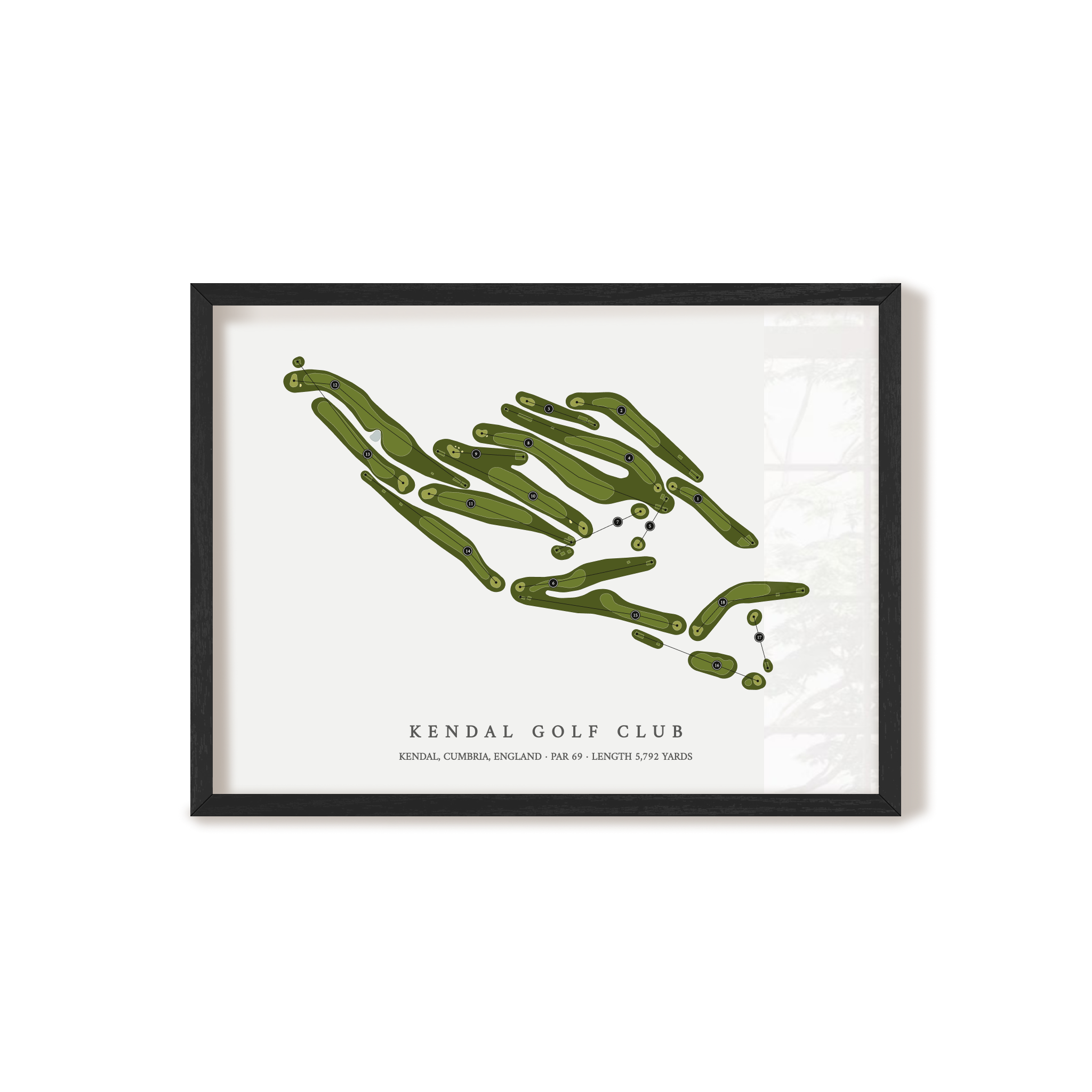 Kendal Golf Club | Golf Course Map | Black Frame