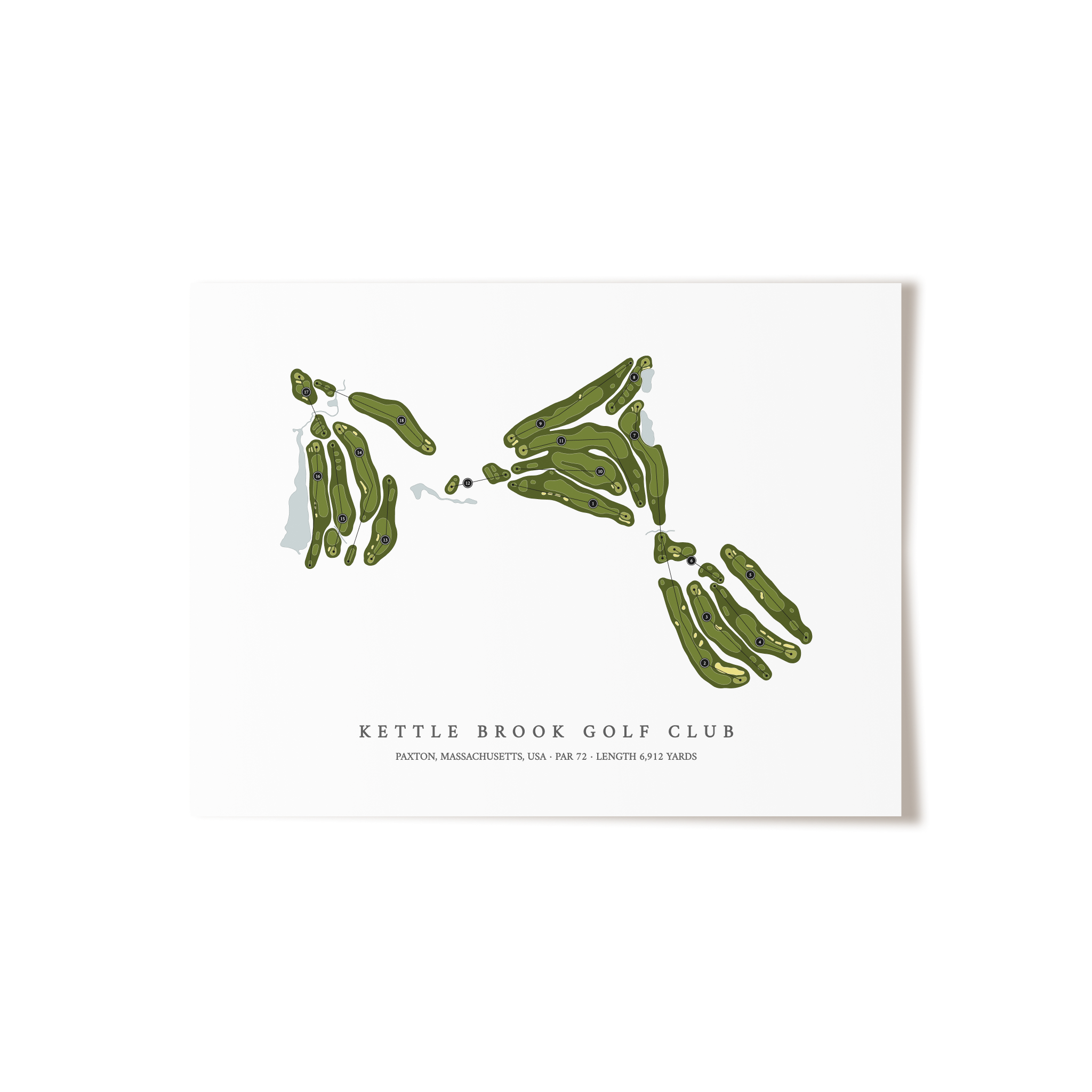 Kettle Brook Golf Club | Golf Course Map | Unframed