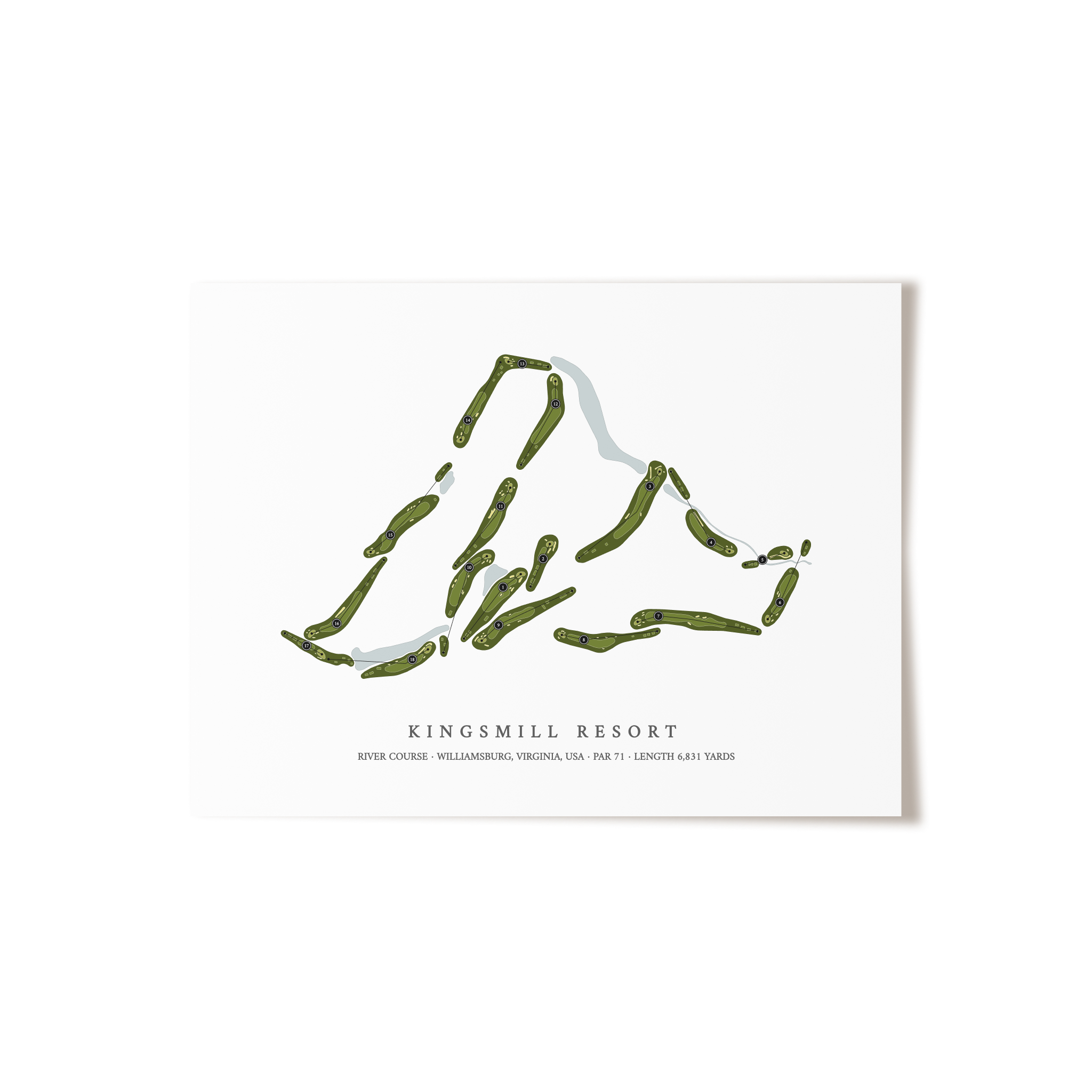 Kingsmill Resort - River Course | Golf Course Map | Unframed