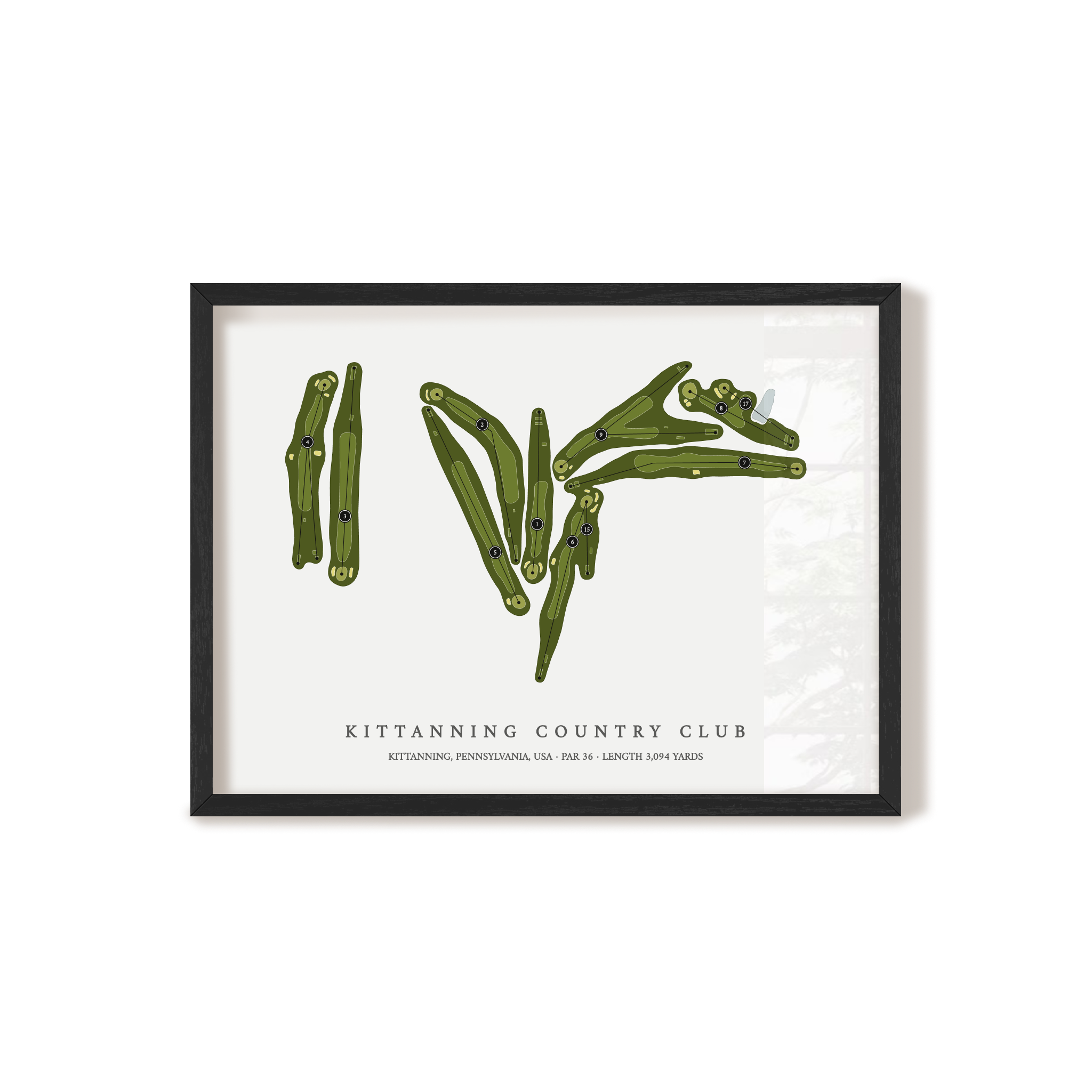 Kittanning Country Club | Golf Course Map | Black Frame