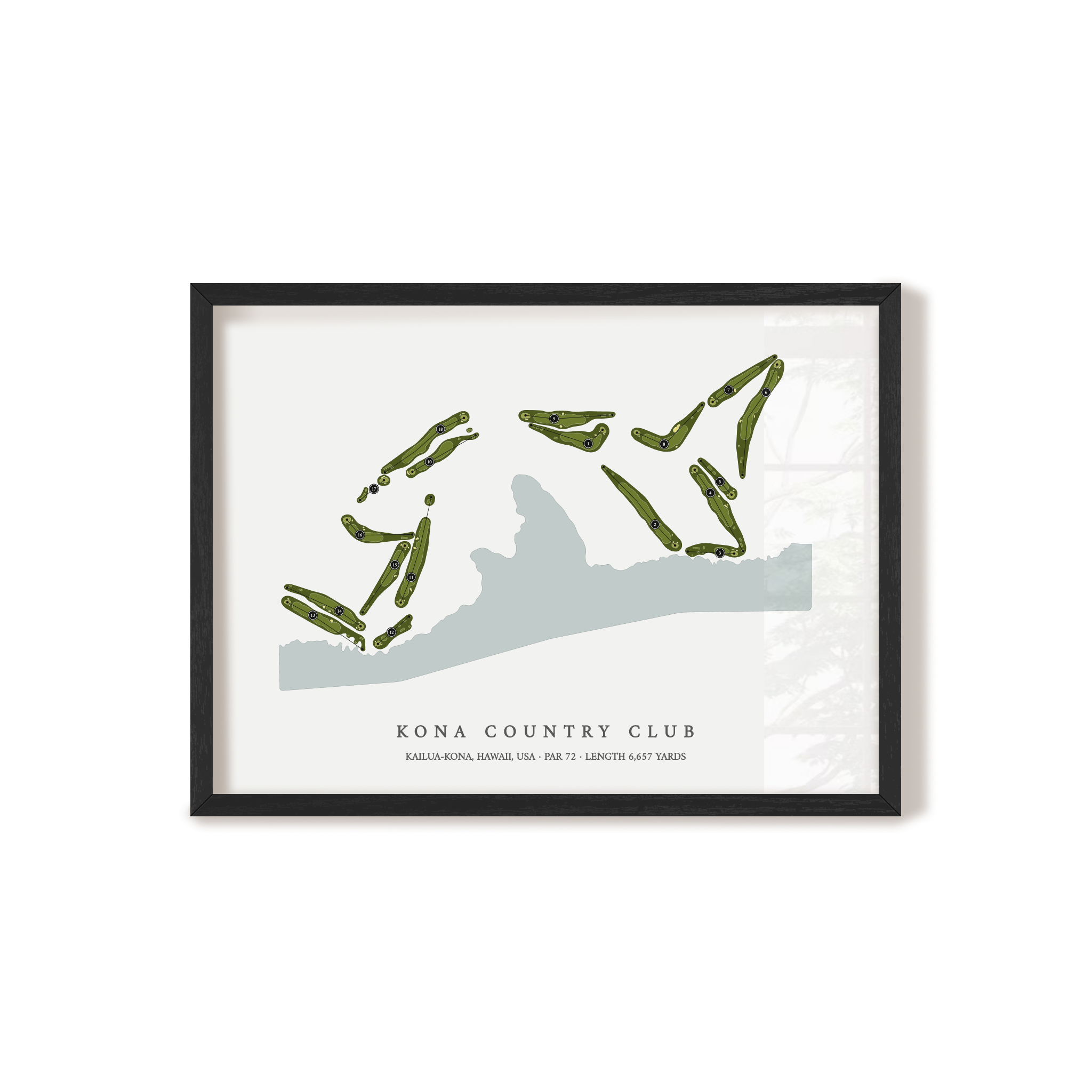 Kona Country Club | Golf Course Map | Black Frame