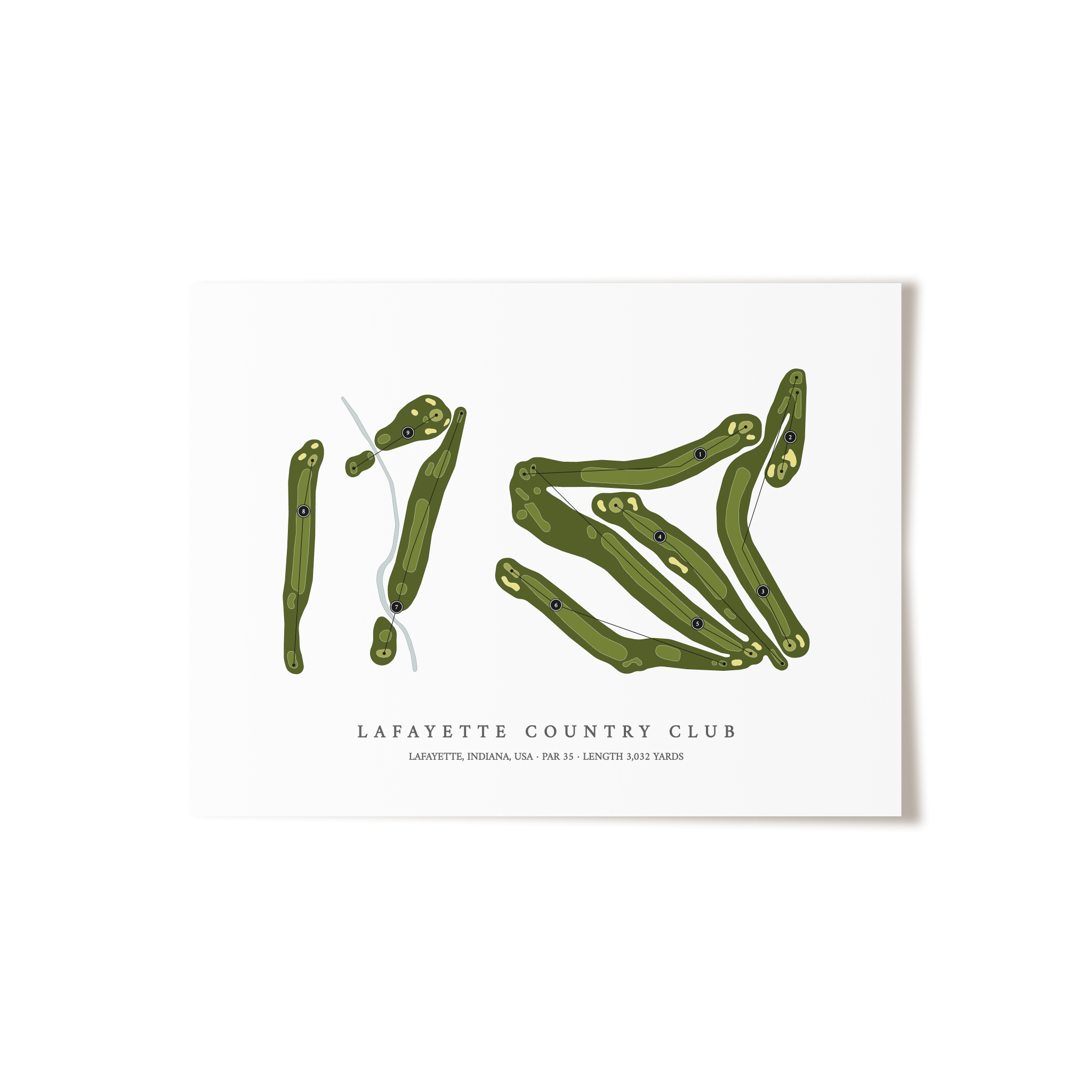 Lafayette Country Club | Golf Course Map | Unframed