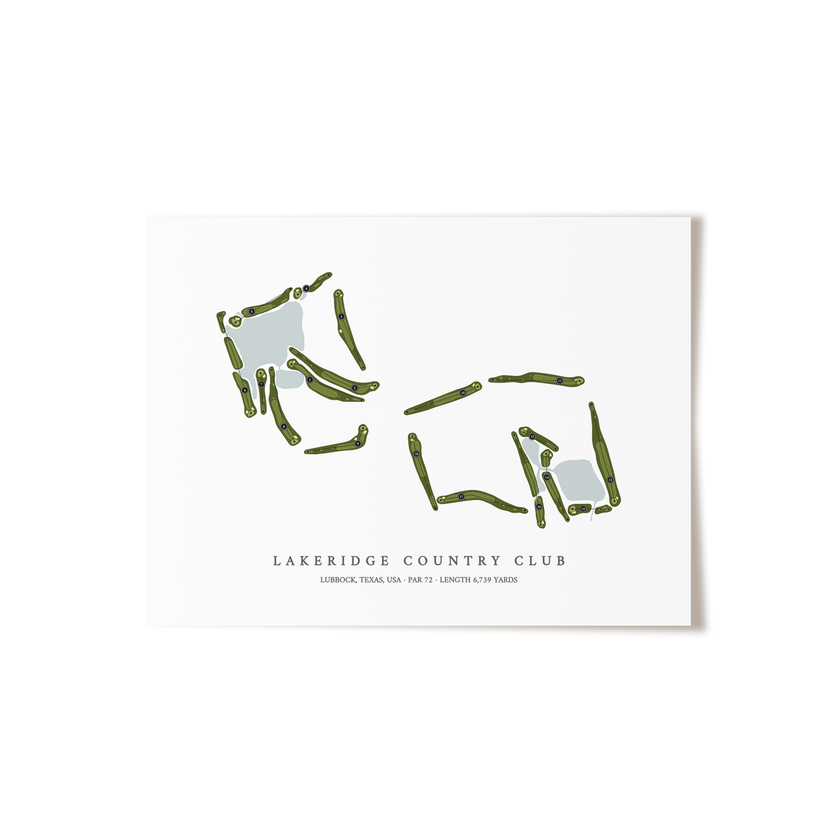 LakeRidge Country Club | Golf Course Map | Unframed