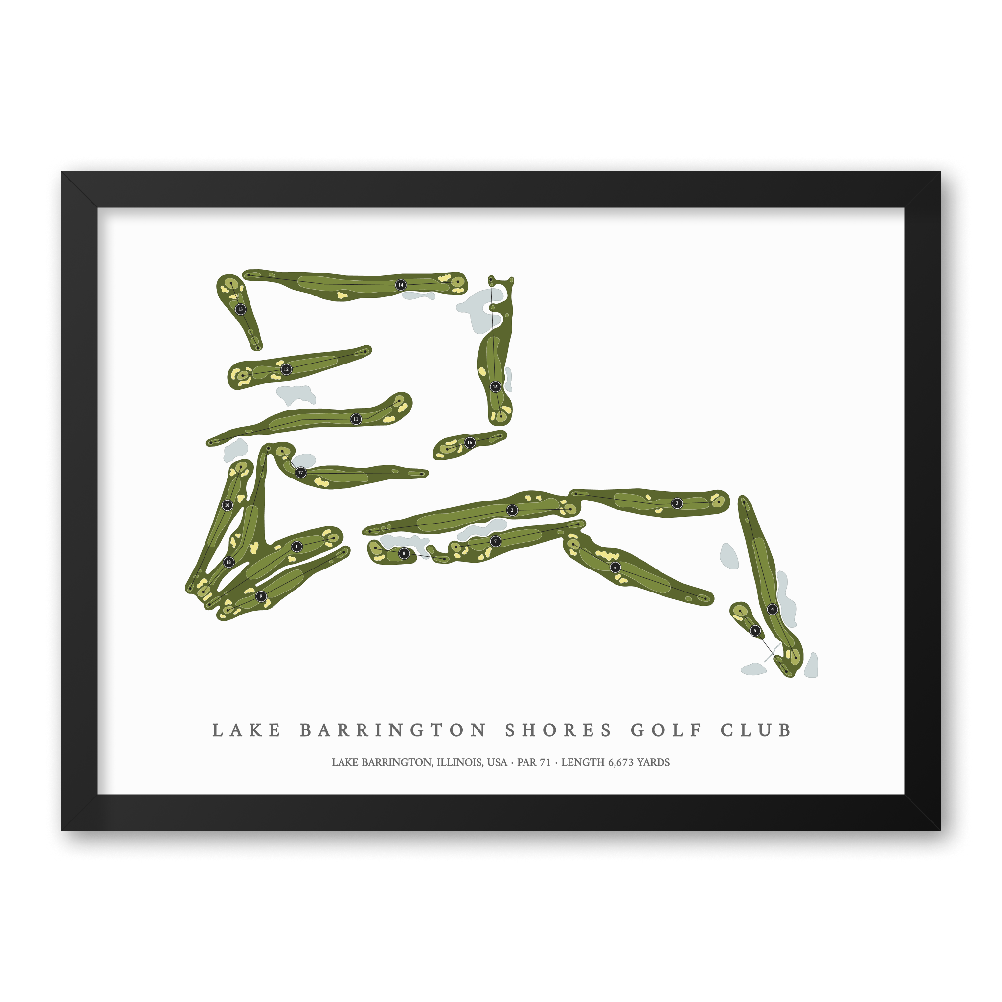 Lake Barrington Shores Golf Club | Golf Course Map | Black Frame
