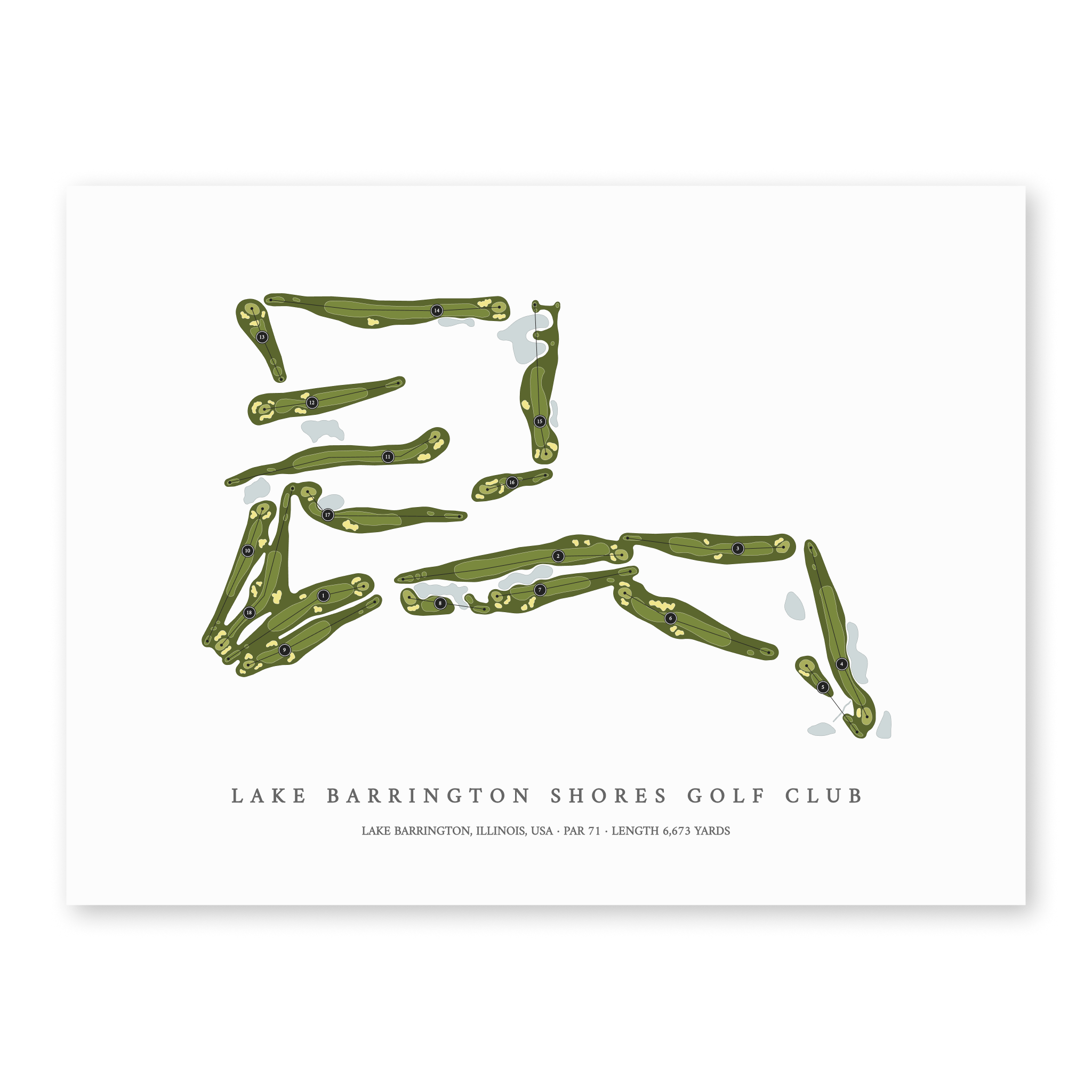 Lake Barrington Shores Golf Club | Golf Course Map | Unframed