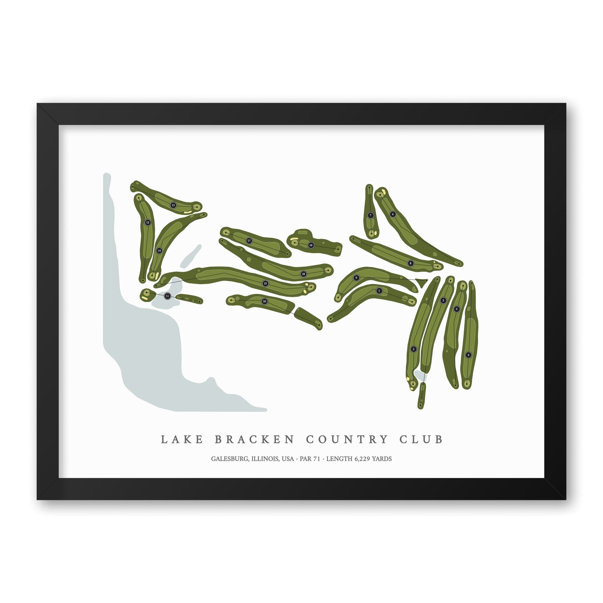 Lake Bracken Country Club | Golf Course Map | Black Frame