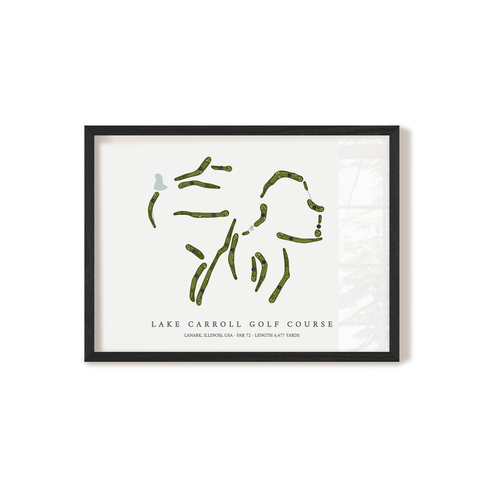 Lake Carroll Golf Course | Golf Course Map | Black Frame