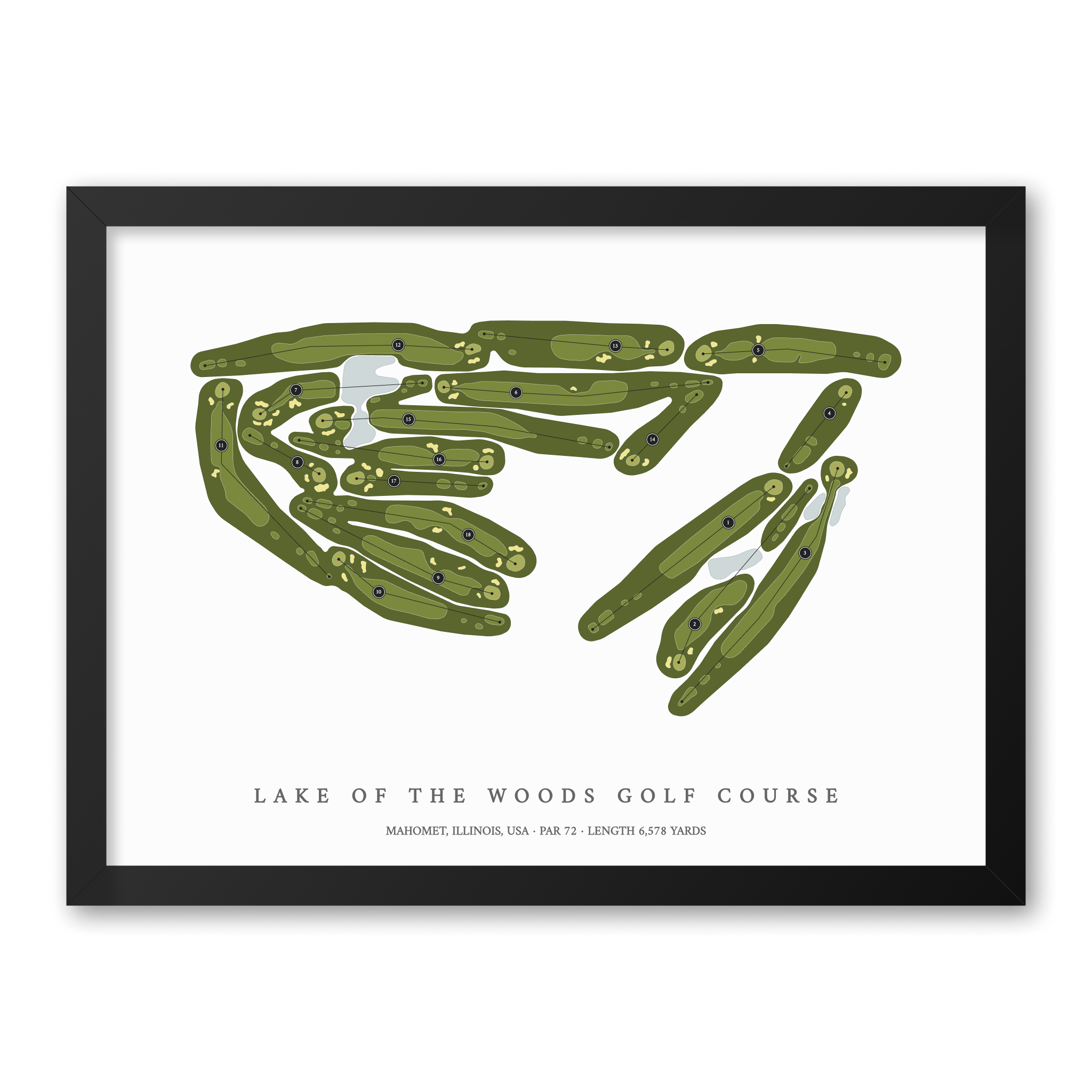 Lake of the Woods Golf Course | Golf Course Map | Black Frame