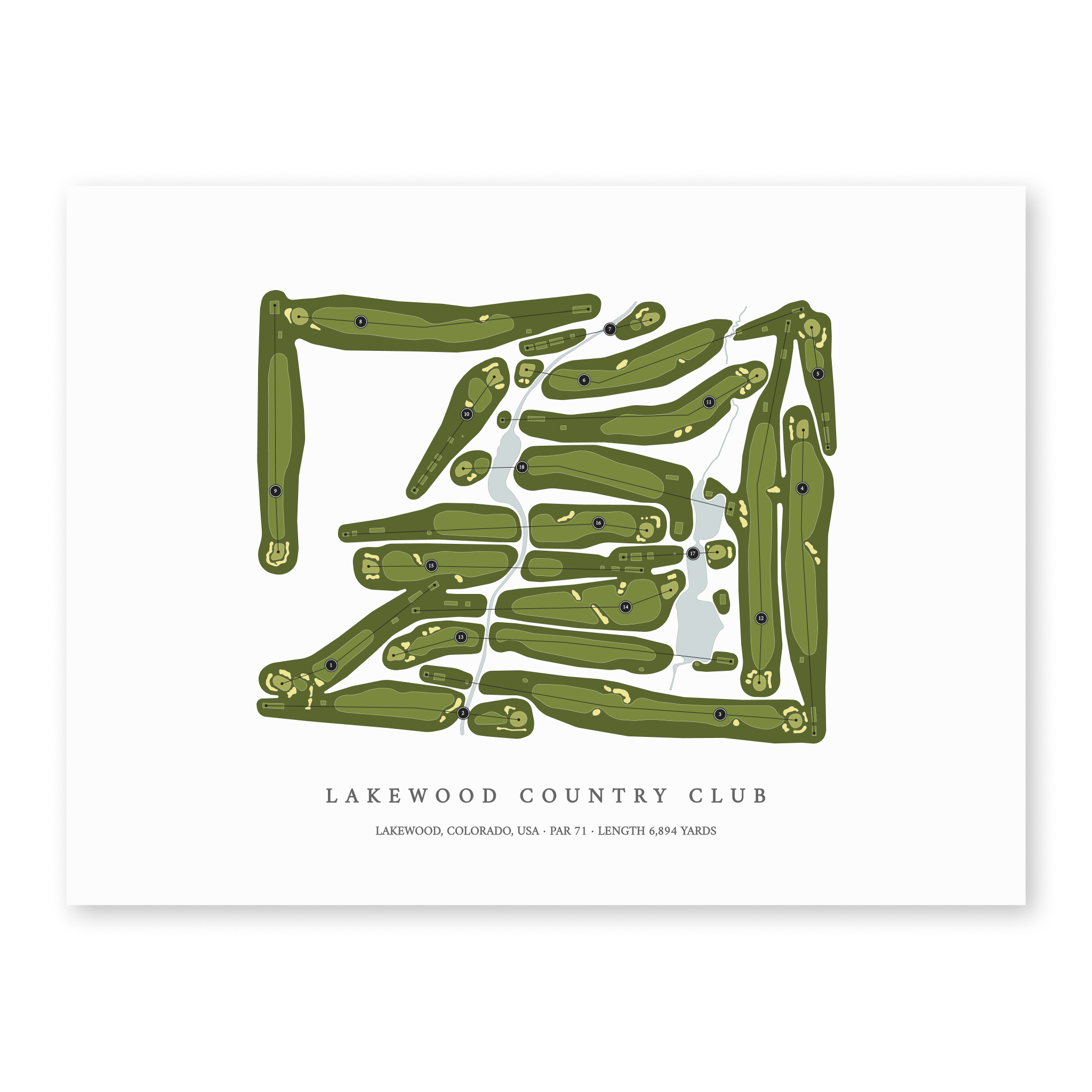 Lakewood Country Club | Golf Course Map | Unframed