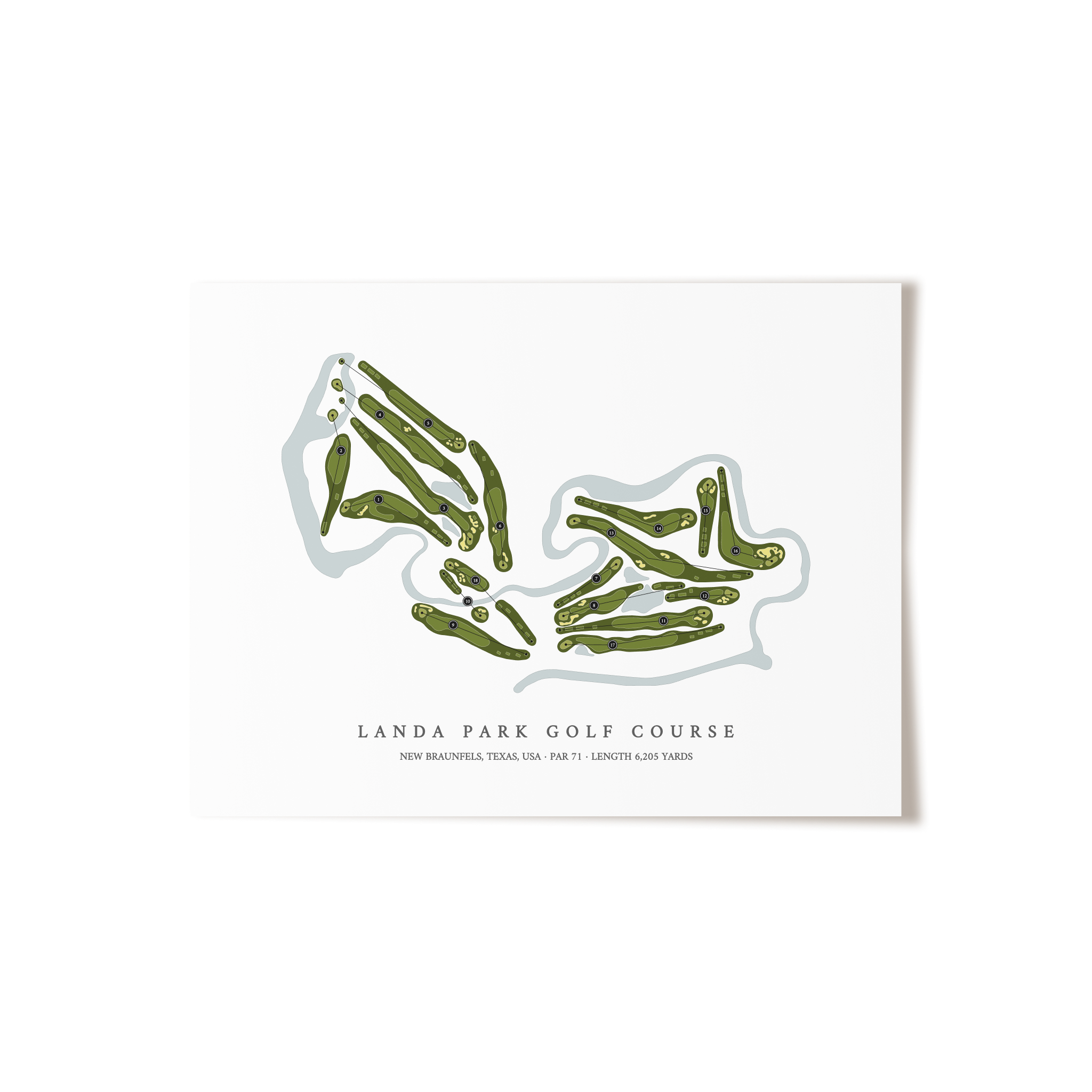 Landa Park Golf Course | Golf Course Map | Unframed