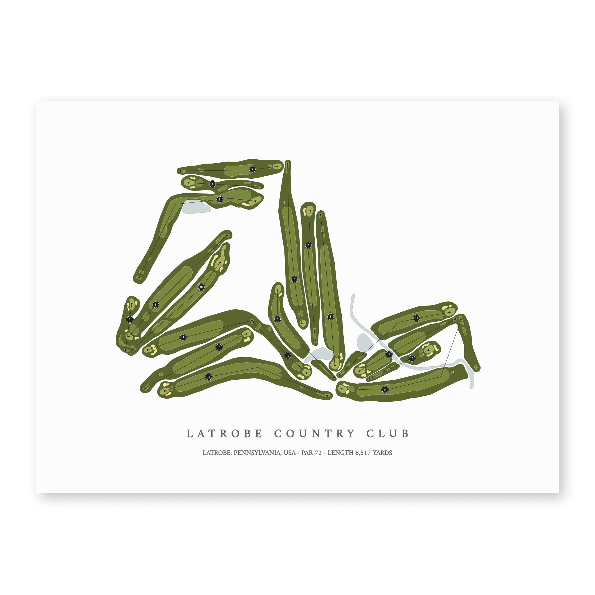 Latrobe Country Club | Golf Course Map | Unframed