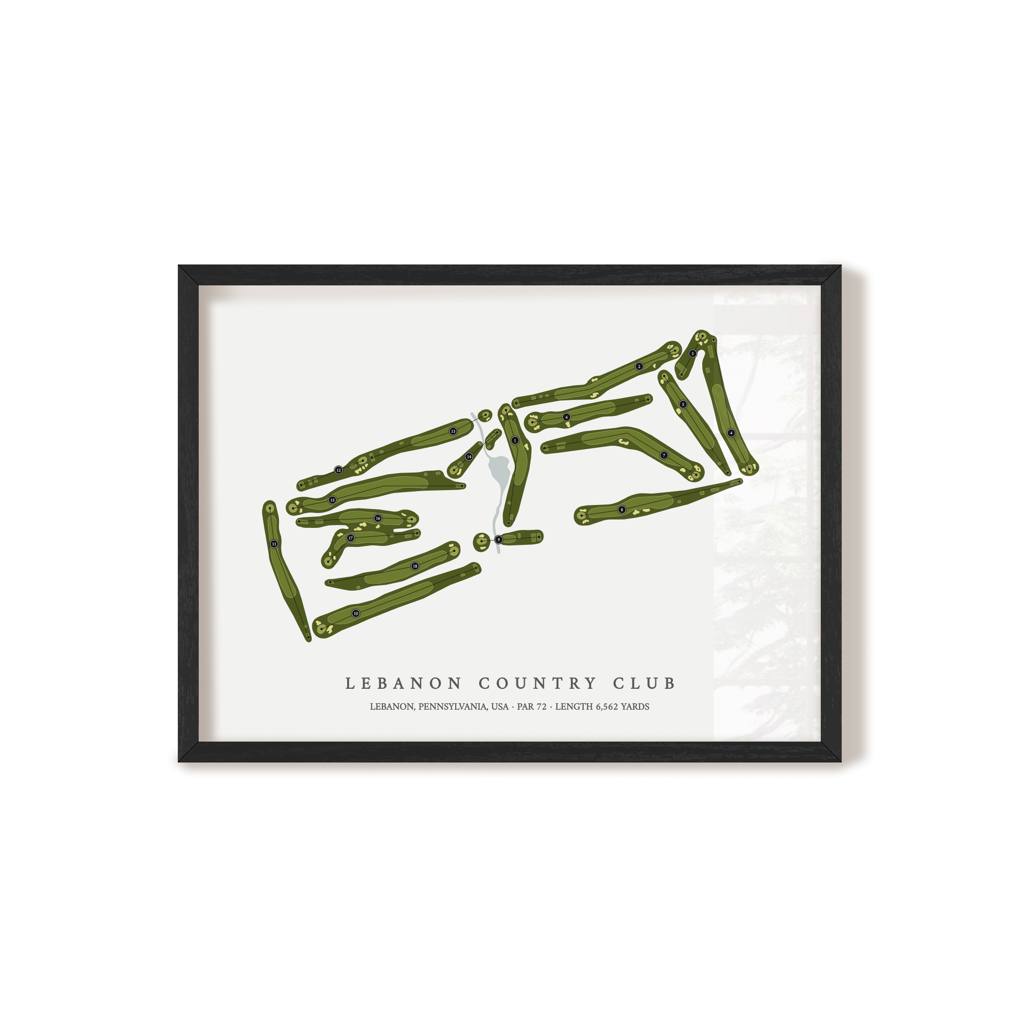 Lebanon Country Club | Golf Course Map | Black Frame