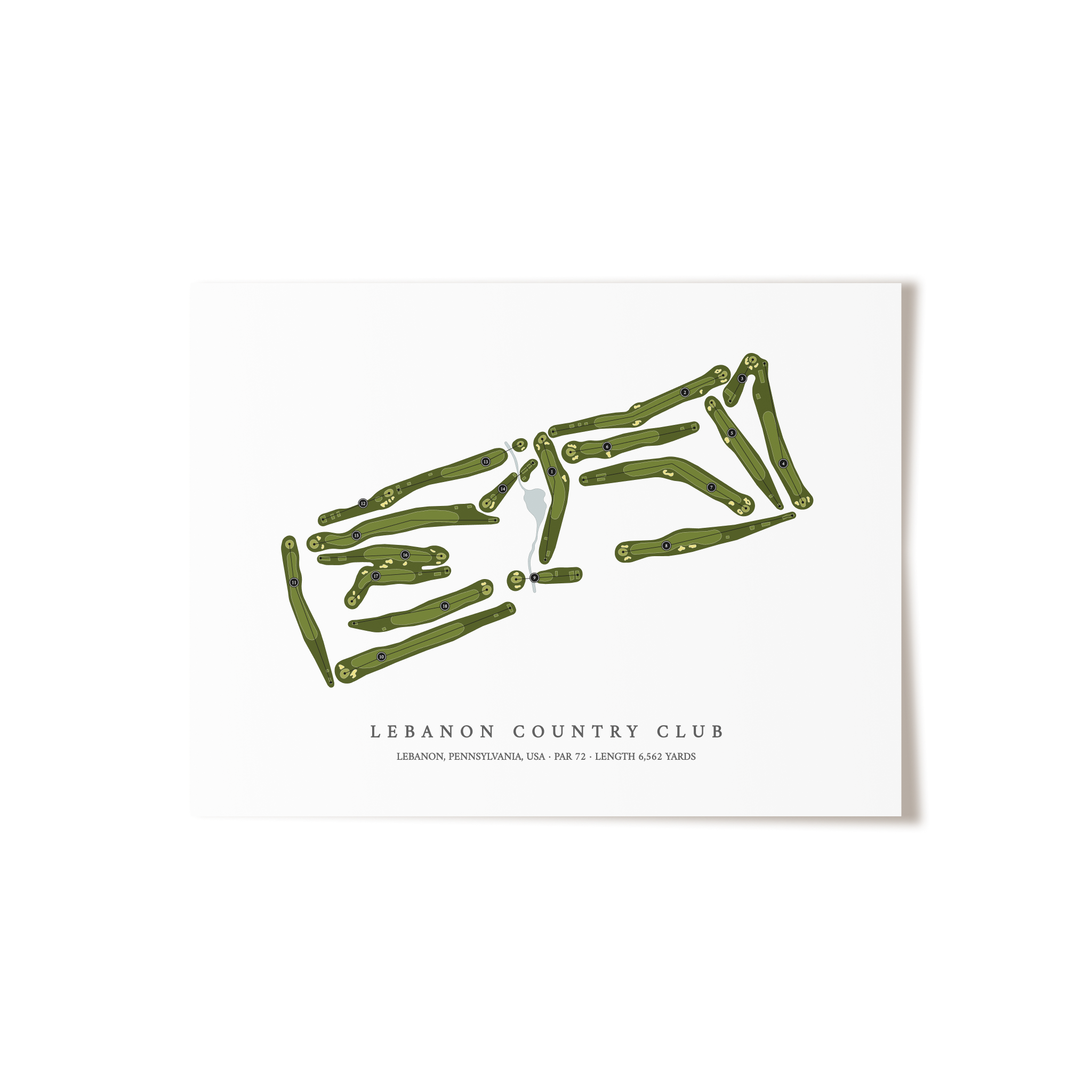 Lebanon Country Club | Golf Course Map | Unframed