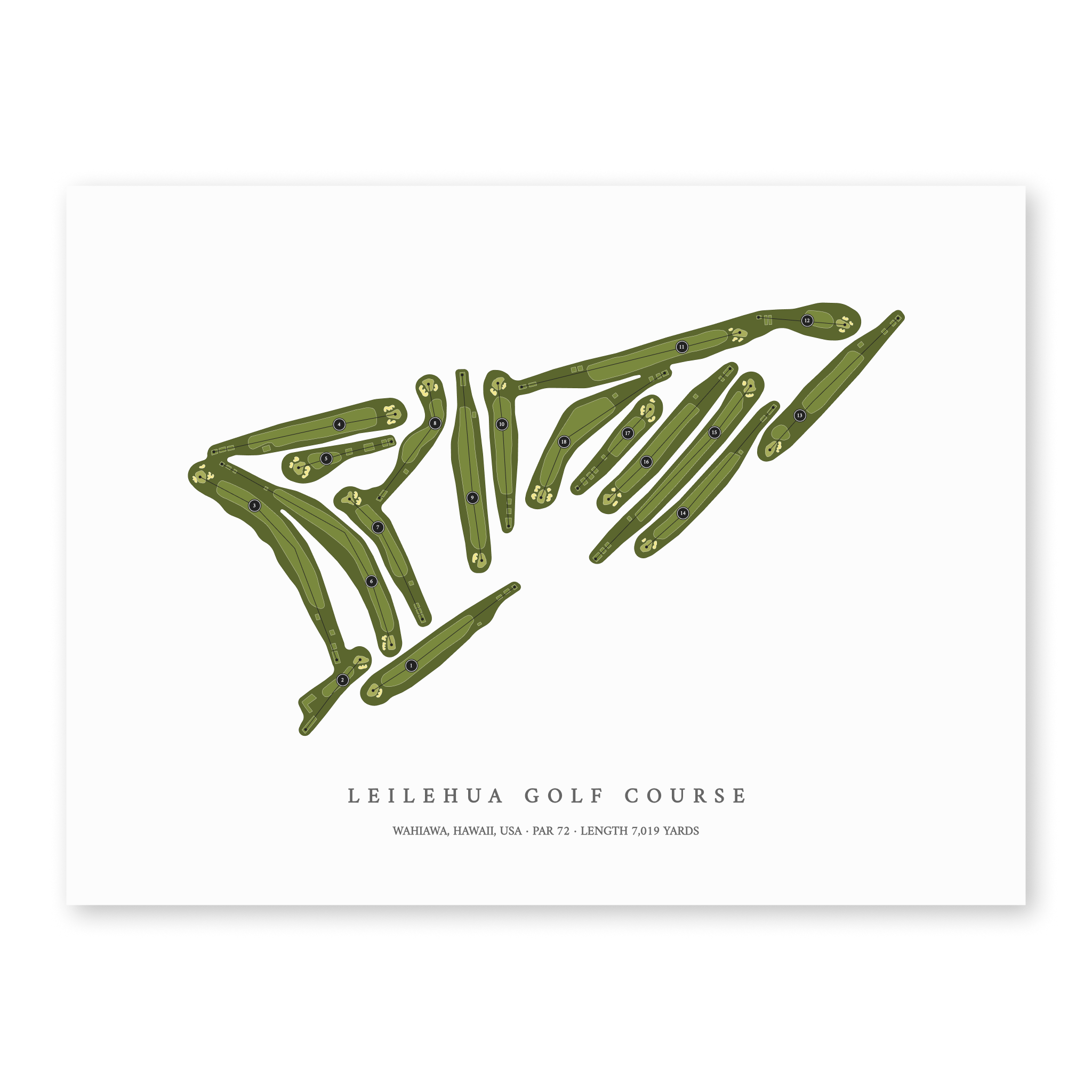 Leilehua Golf Course | Golf Course Map | Unframed
