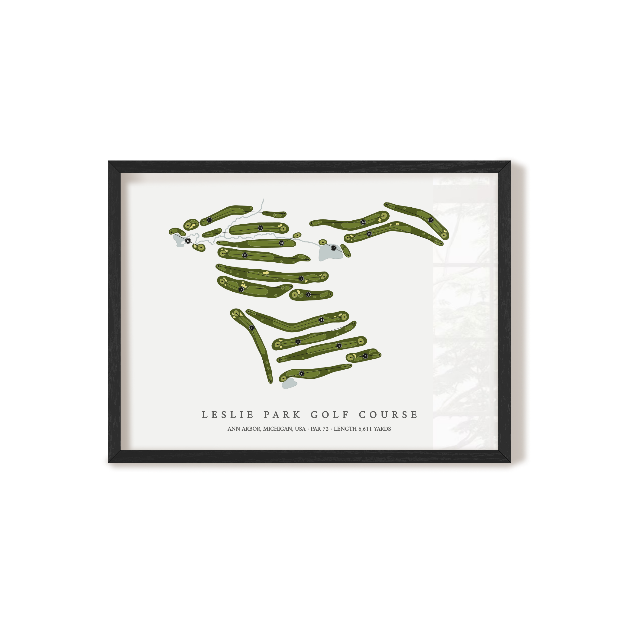 Leslie Park Golf Course | Golf Course Map | Black Frame