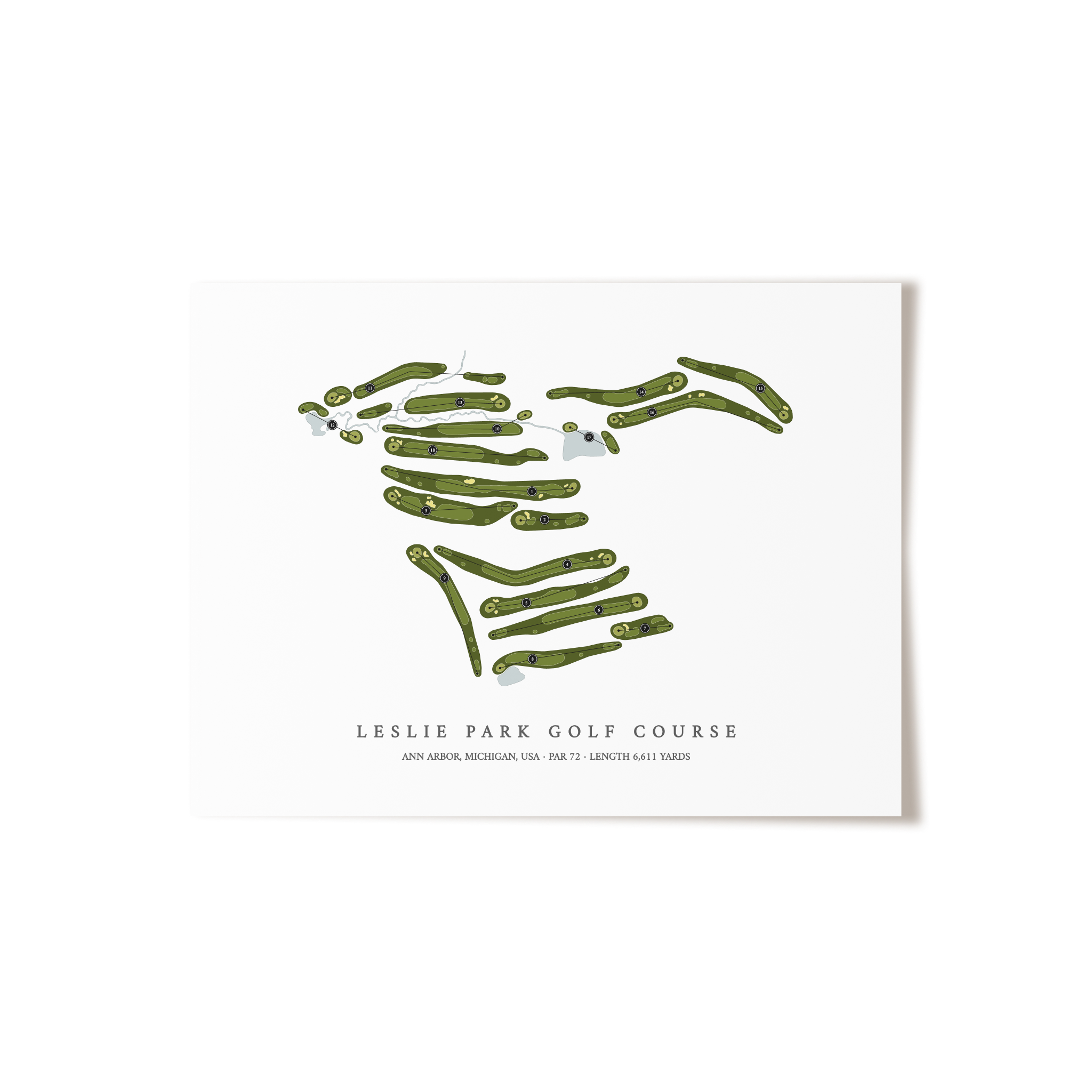 Leslie Park Golf Course | Golf Course Map | Unframed