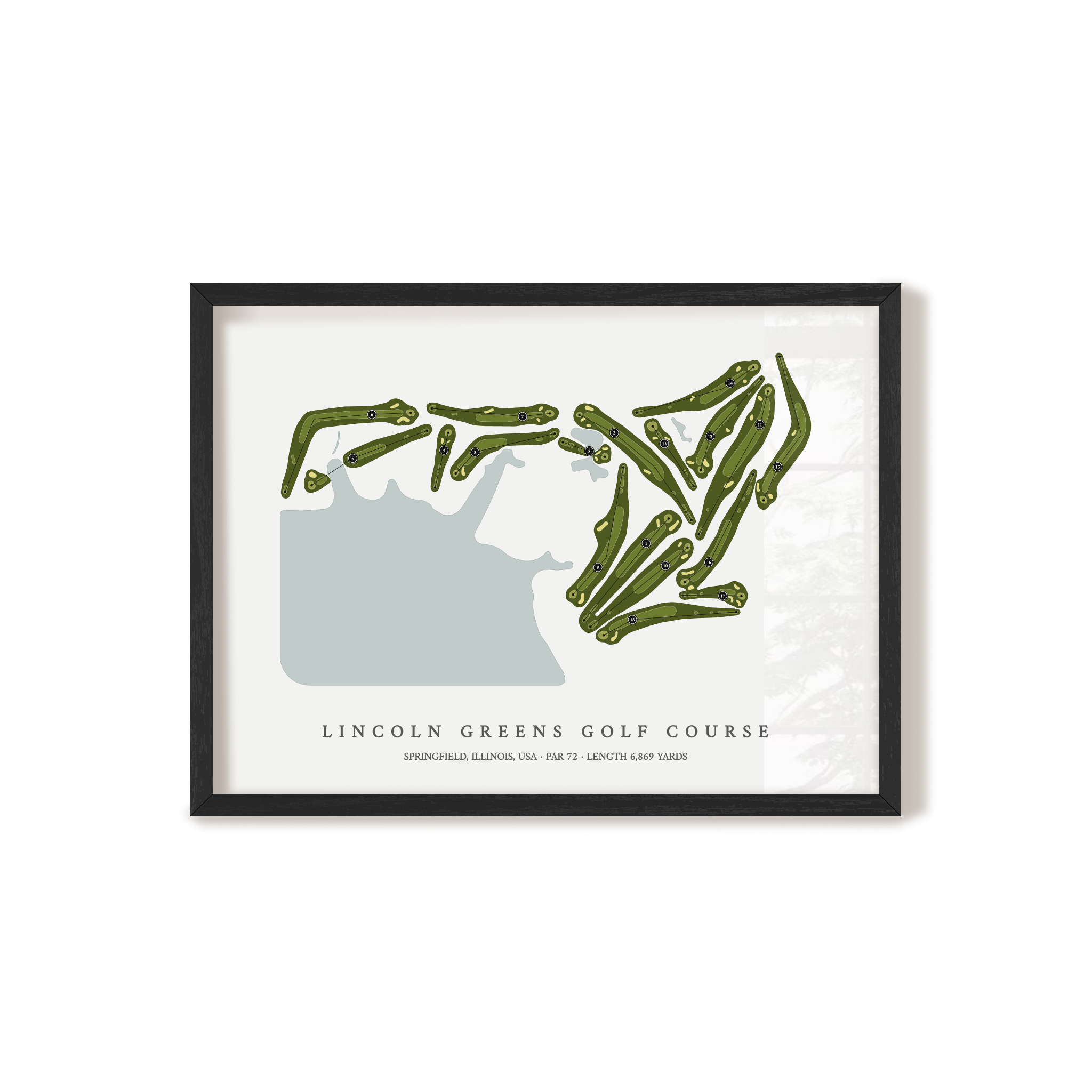 Lincoln Greens Golf Course | Golf Course Map | Black Frame