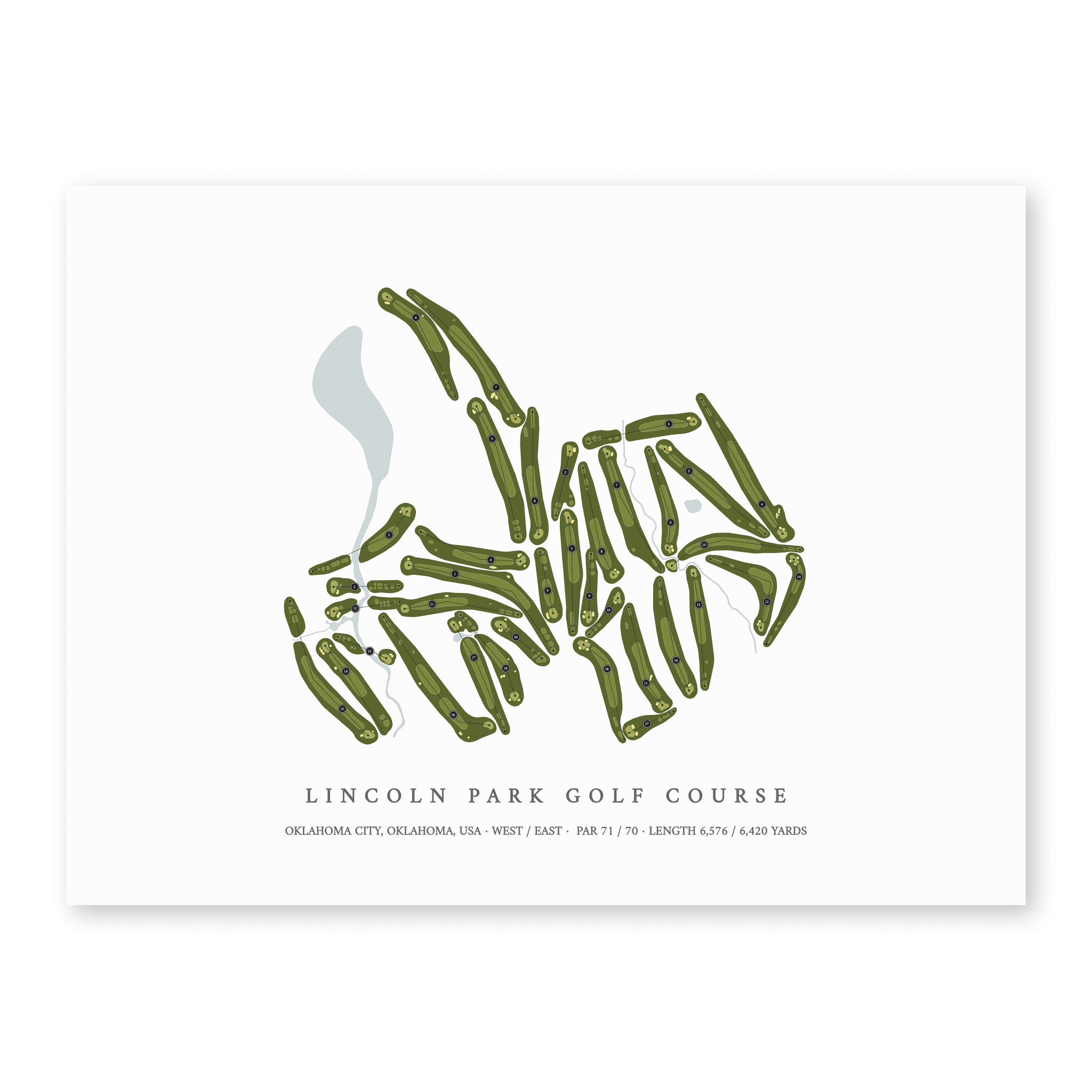 Lincoln Park Golf Course | Golf Course Map | Unframed