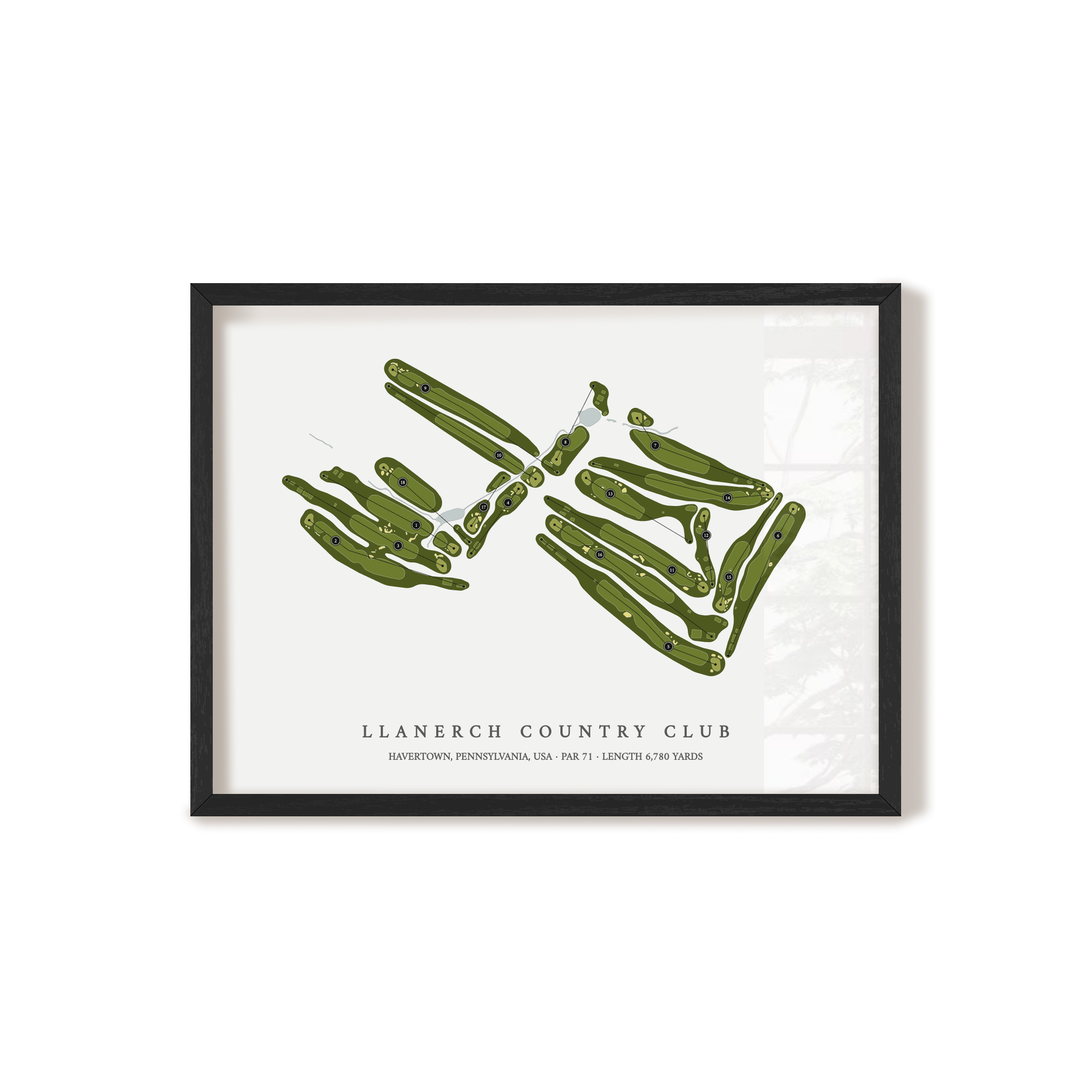 Llanerch Country Club | Golf Course Map | Black+Frame