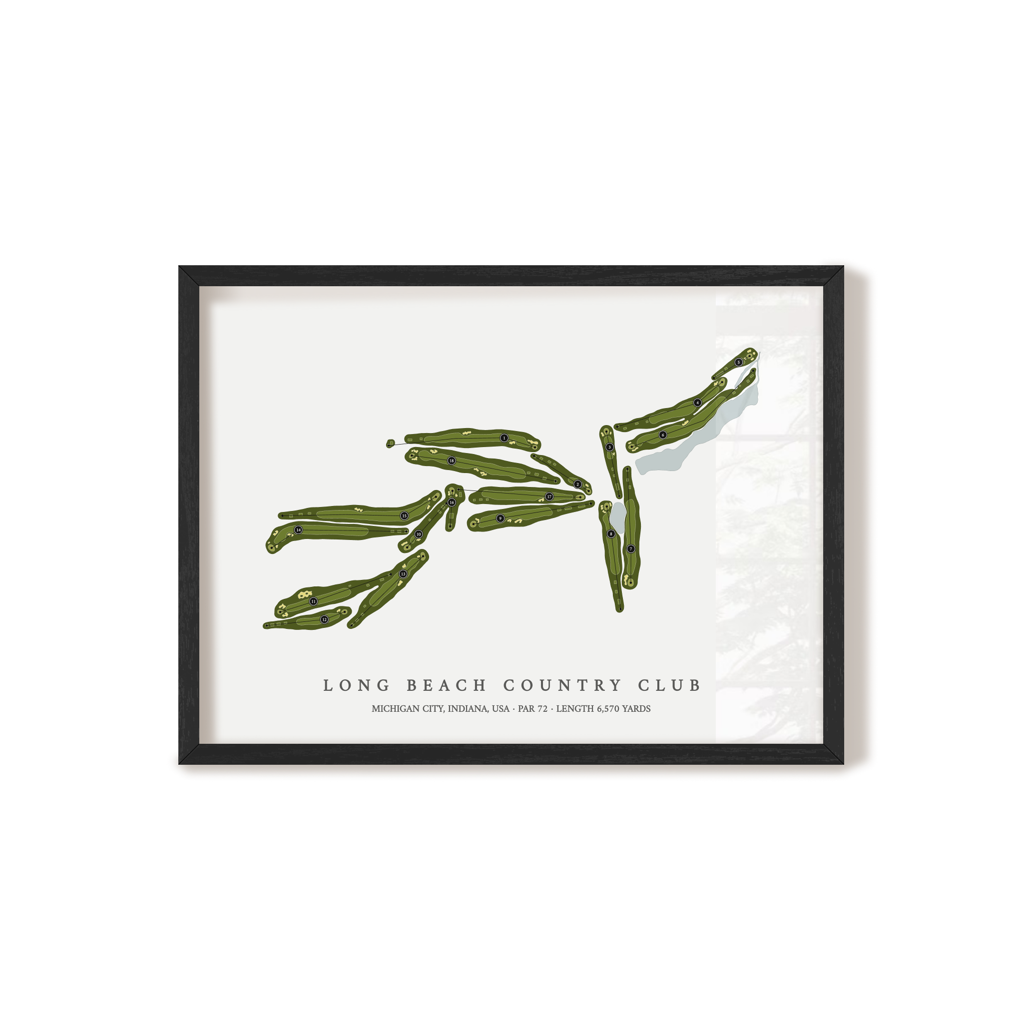 Long Beach Country Club | Golf Course Print | Black Frame