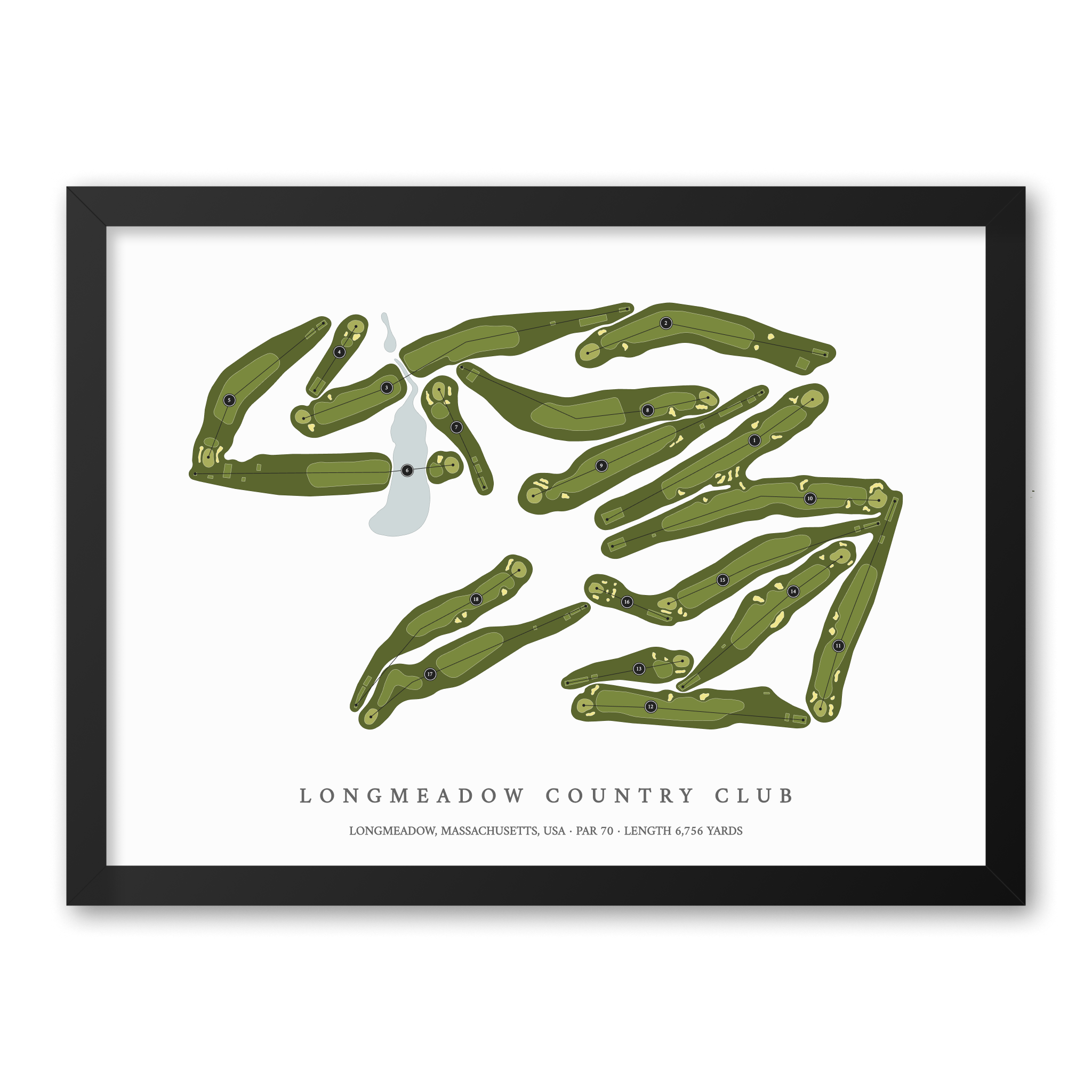 Longmeadow Country Club | Golf Course Map | Black Frame