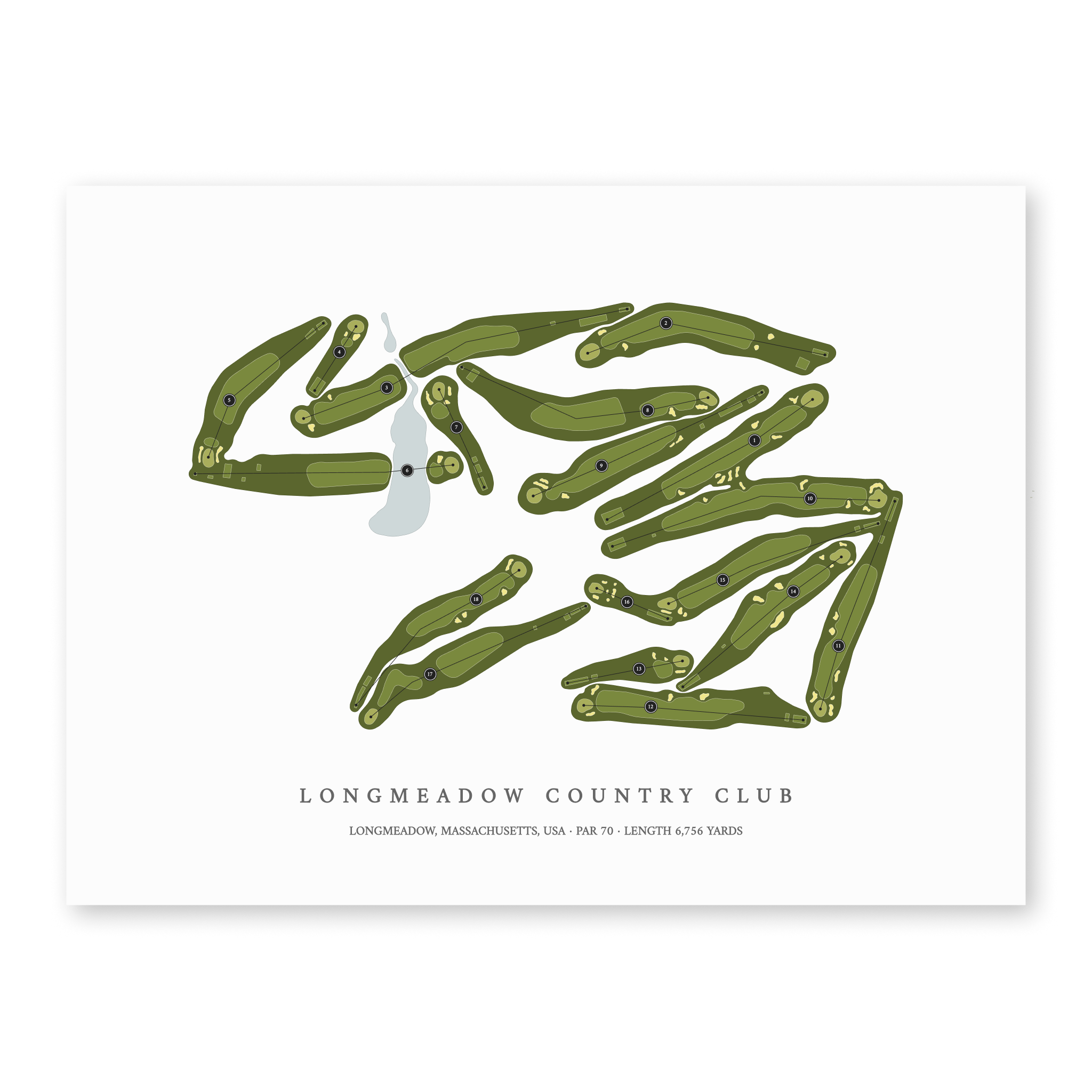 Longmeadow Country Club | Golf Course Map | Unframed
