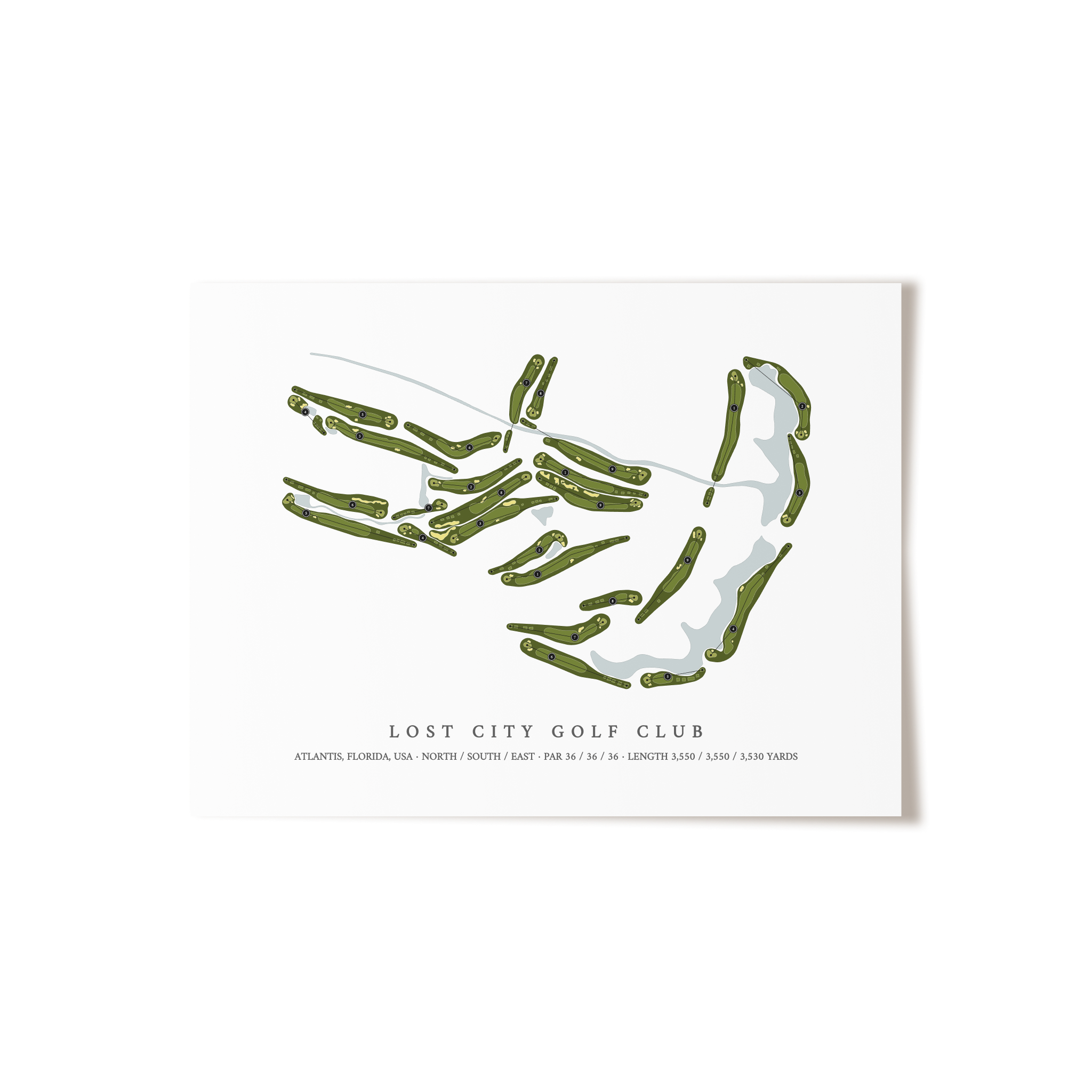 Lost City Golf Club | Golf Course Map | Unframed