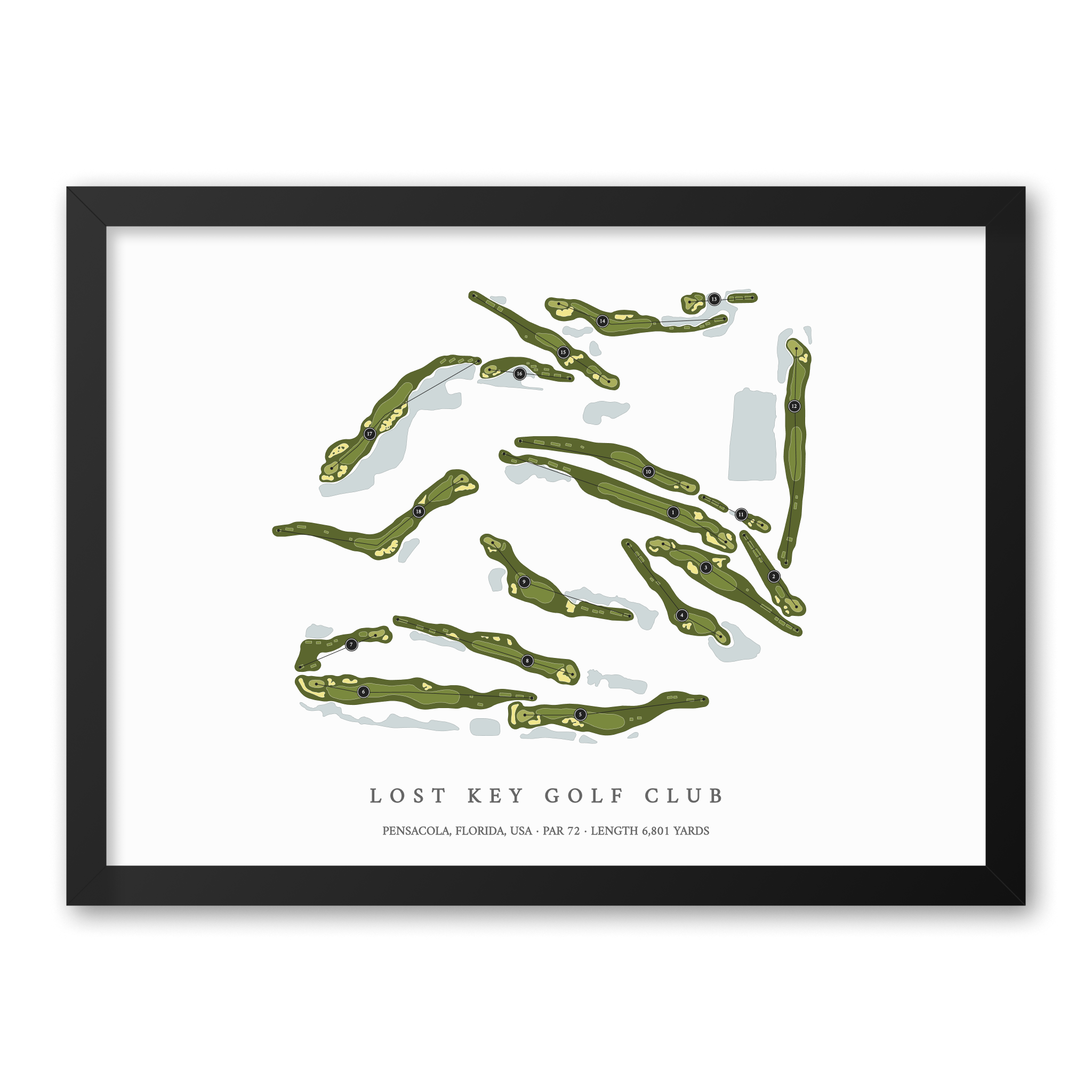 Lost Key Golf Club | Golf Course Map | Black Frame