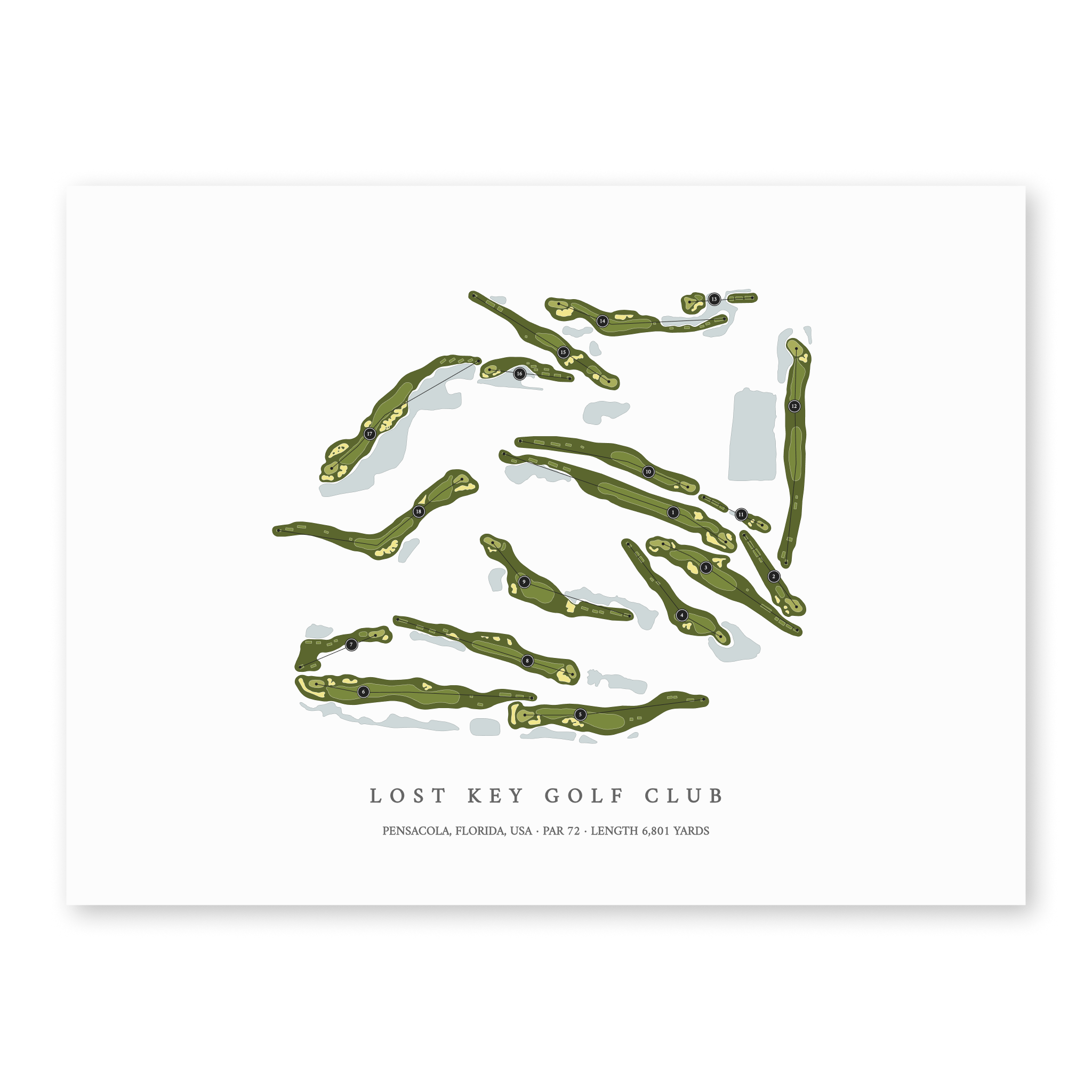 Lost Key Golf Club | Golf Course Map | Unframed