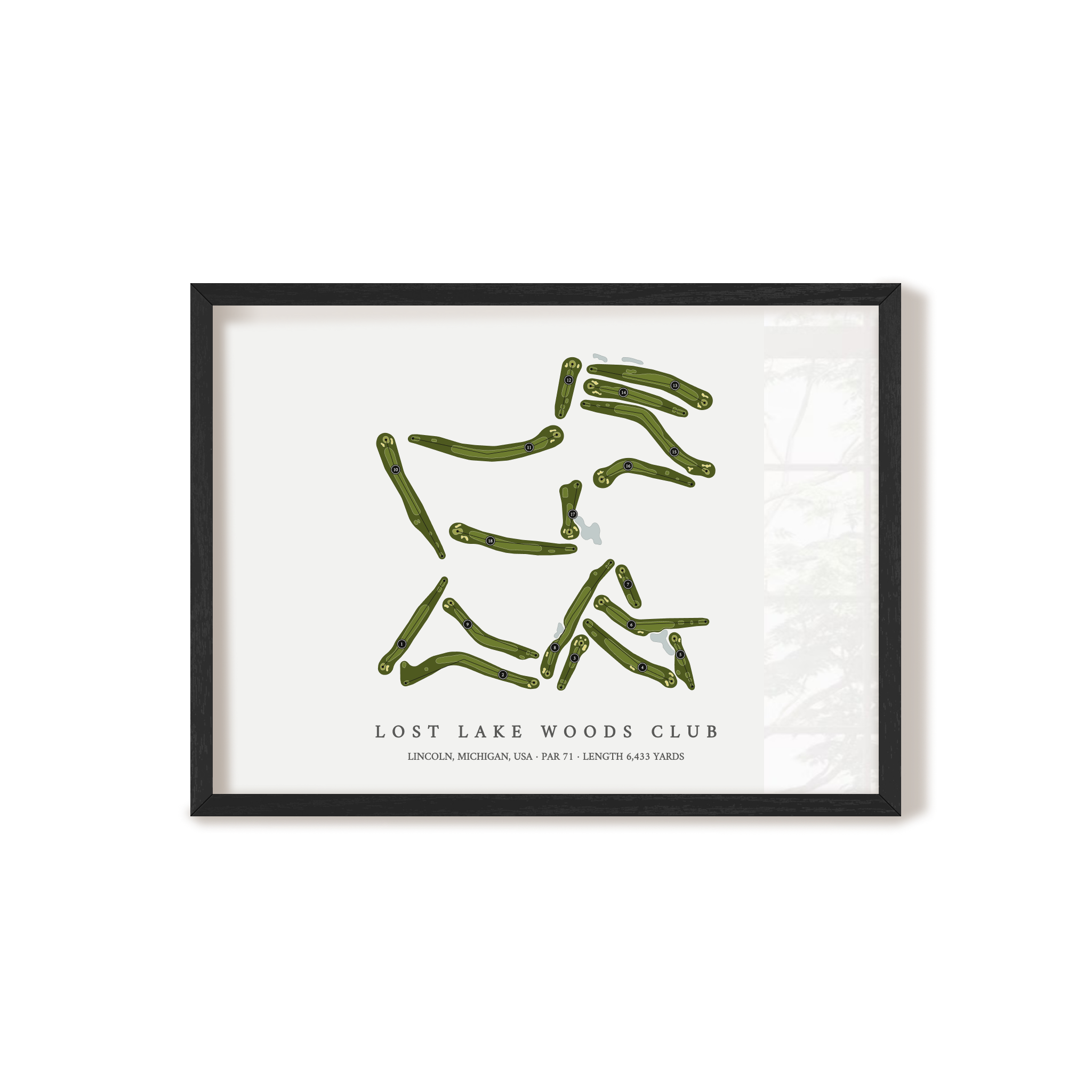 Lost Lake Woods Club | Golf Course Map | Black Frame