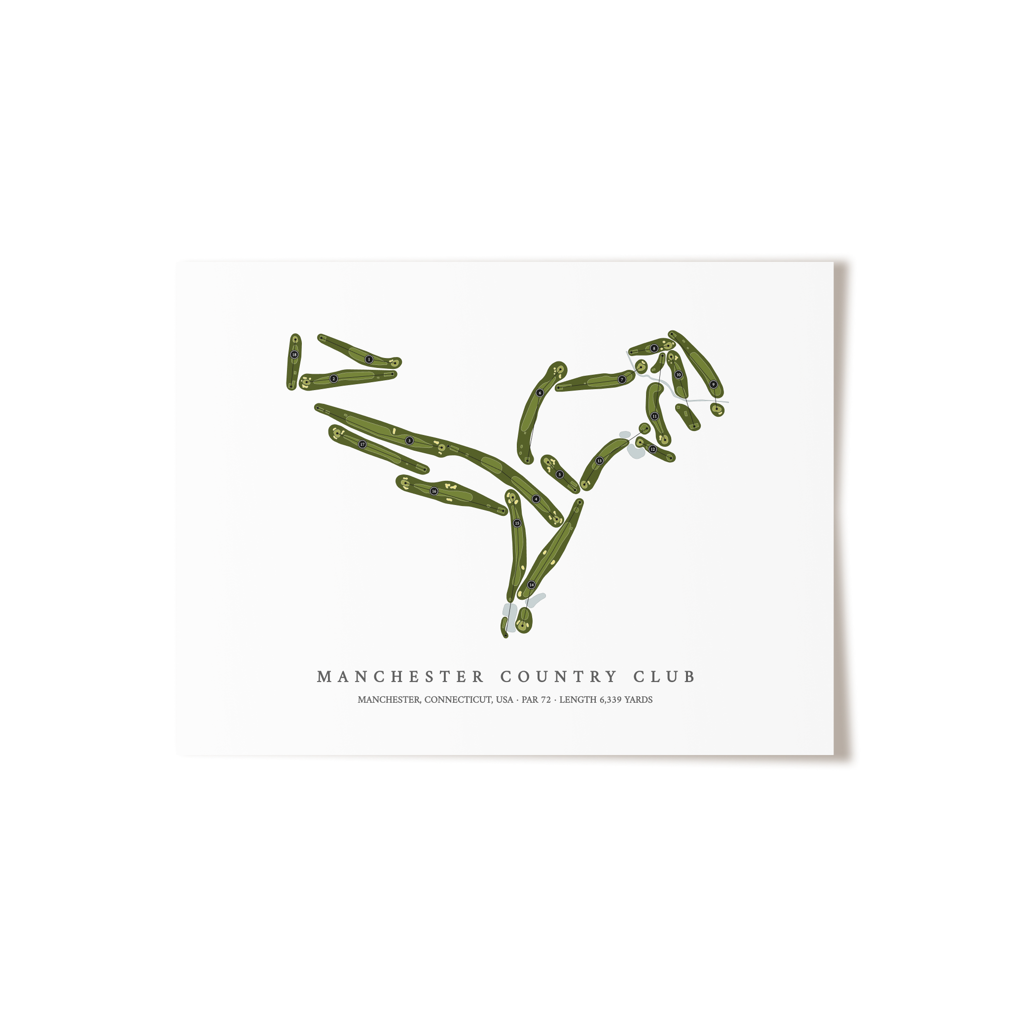 Manchester Country Club | Golf Course Map | Unframed