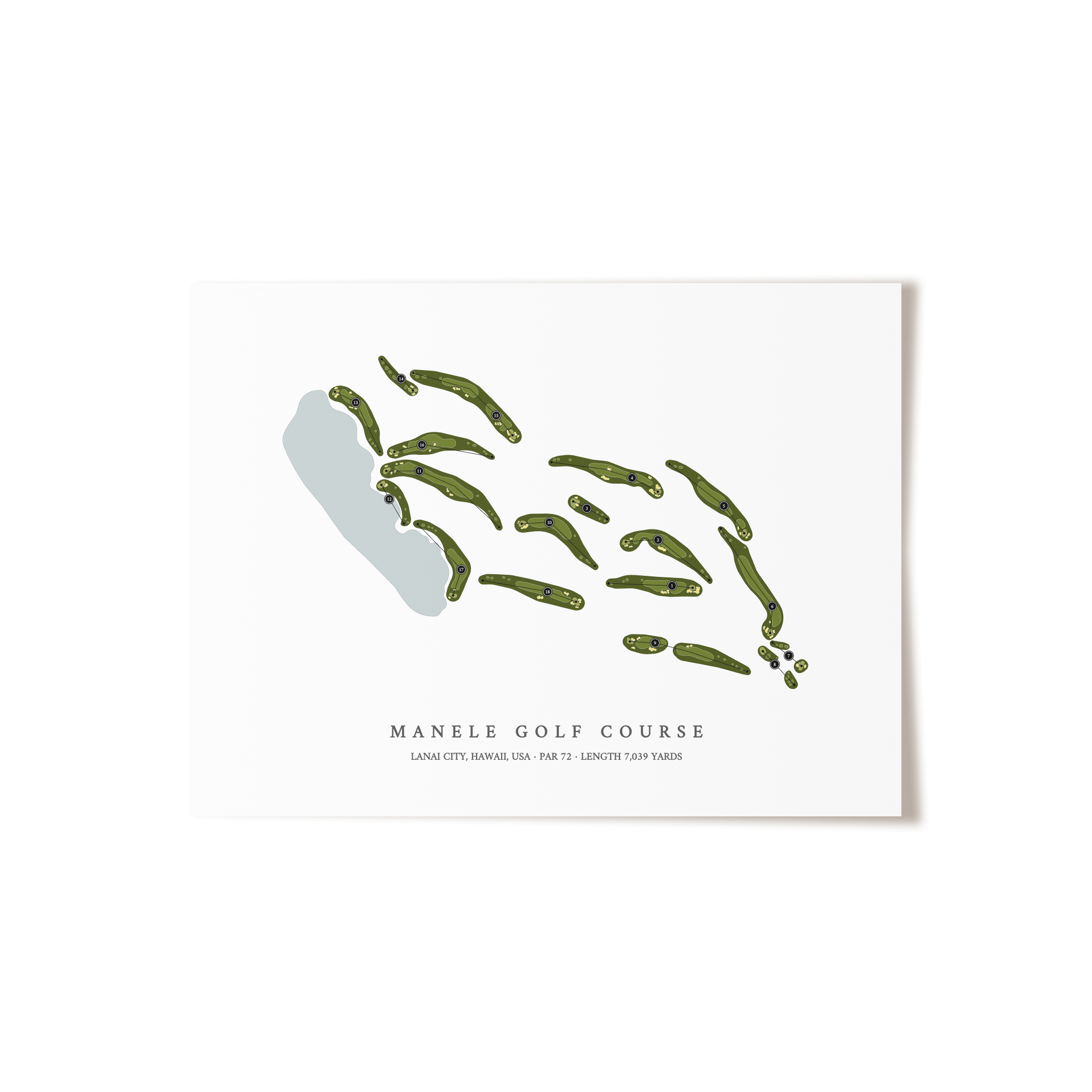 Manele Golf Course | Golf Course Map | Unframed