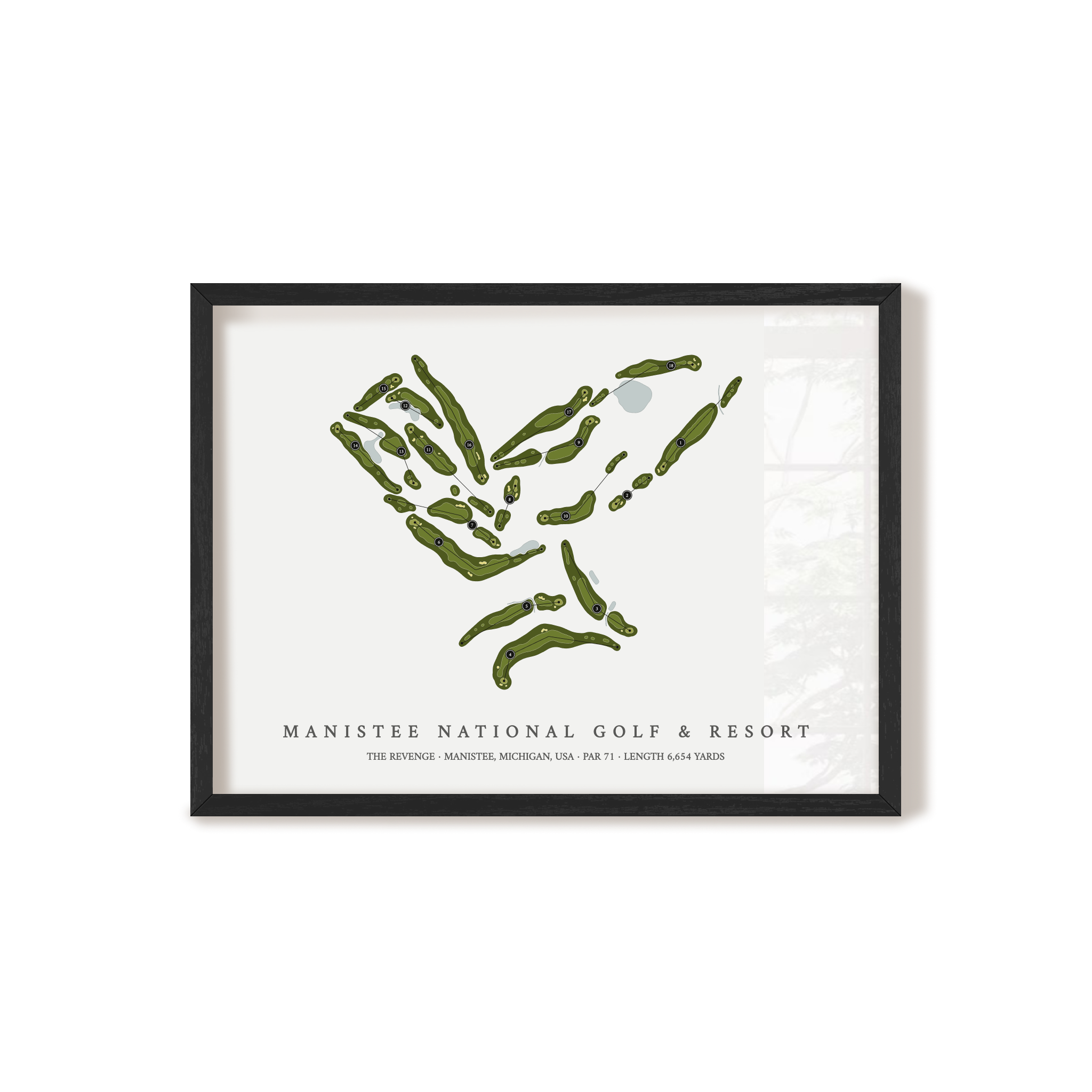 Manistee National Golf & Resort - The Revenge | Golf Course Map | Black Frame