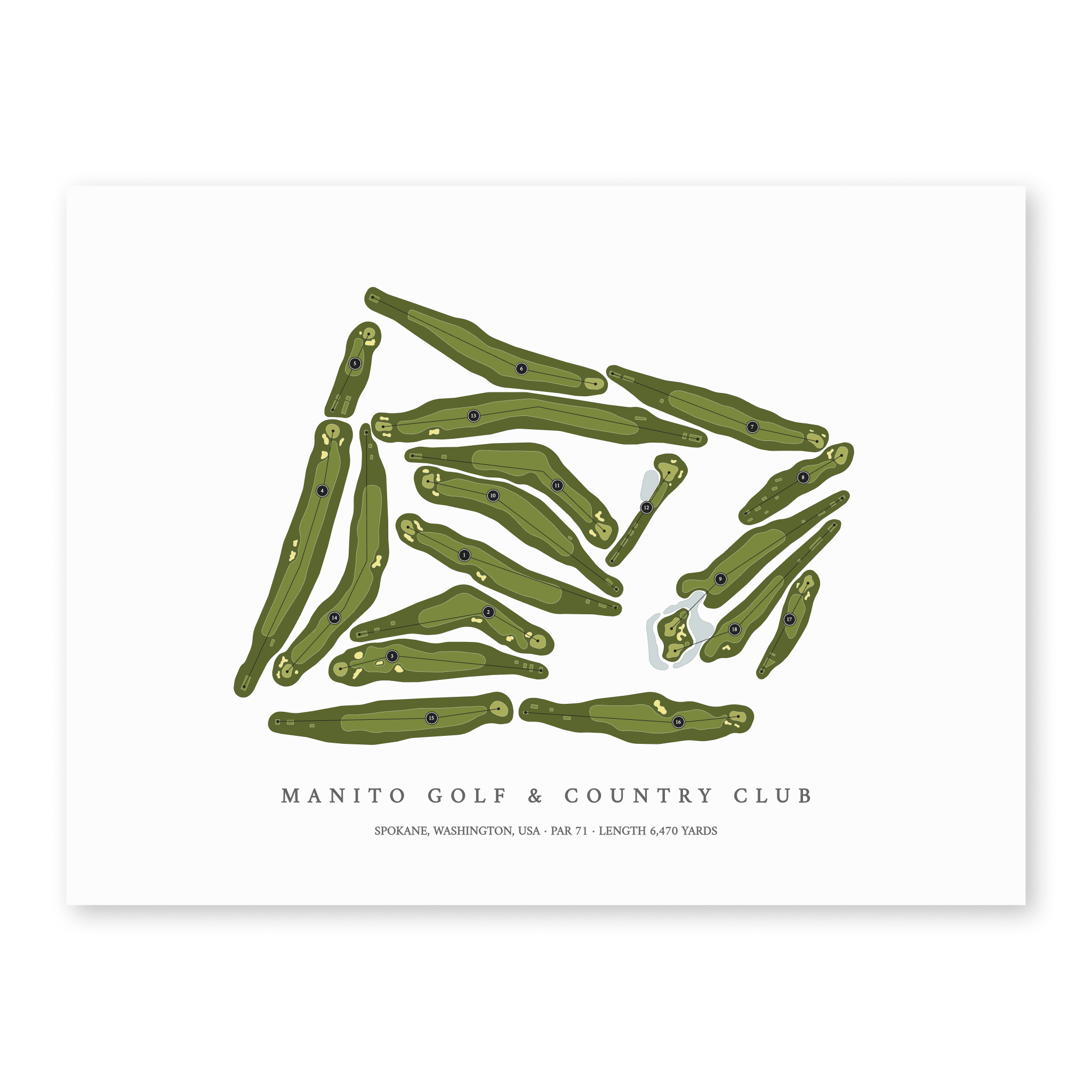 Manito Golf & Country Club | Golf Course Map | Unframed