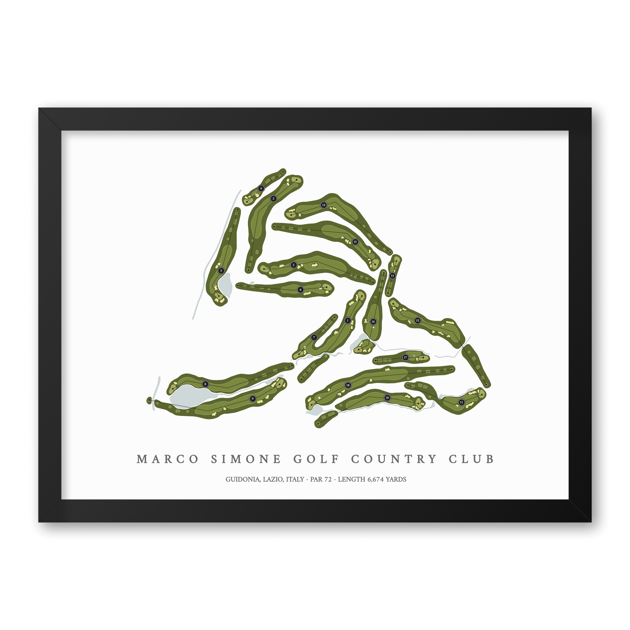 Marco Simone Golf & Country Club | Golf Course Map | Black Frame