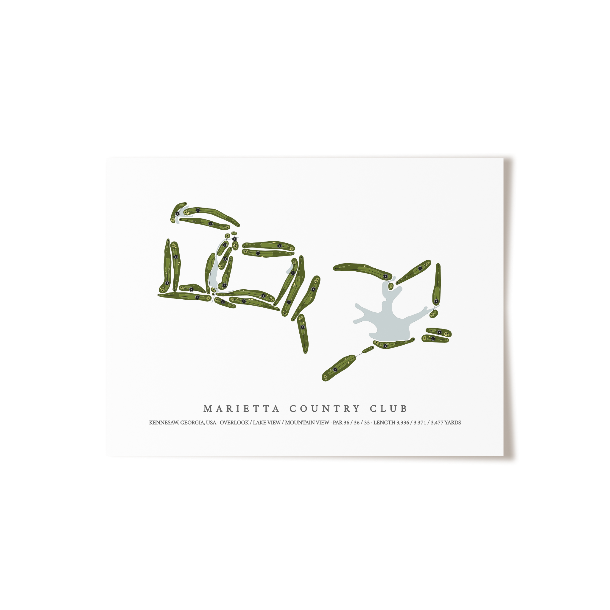 Marietta Country Club | Golf Course Map | Unframed