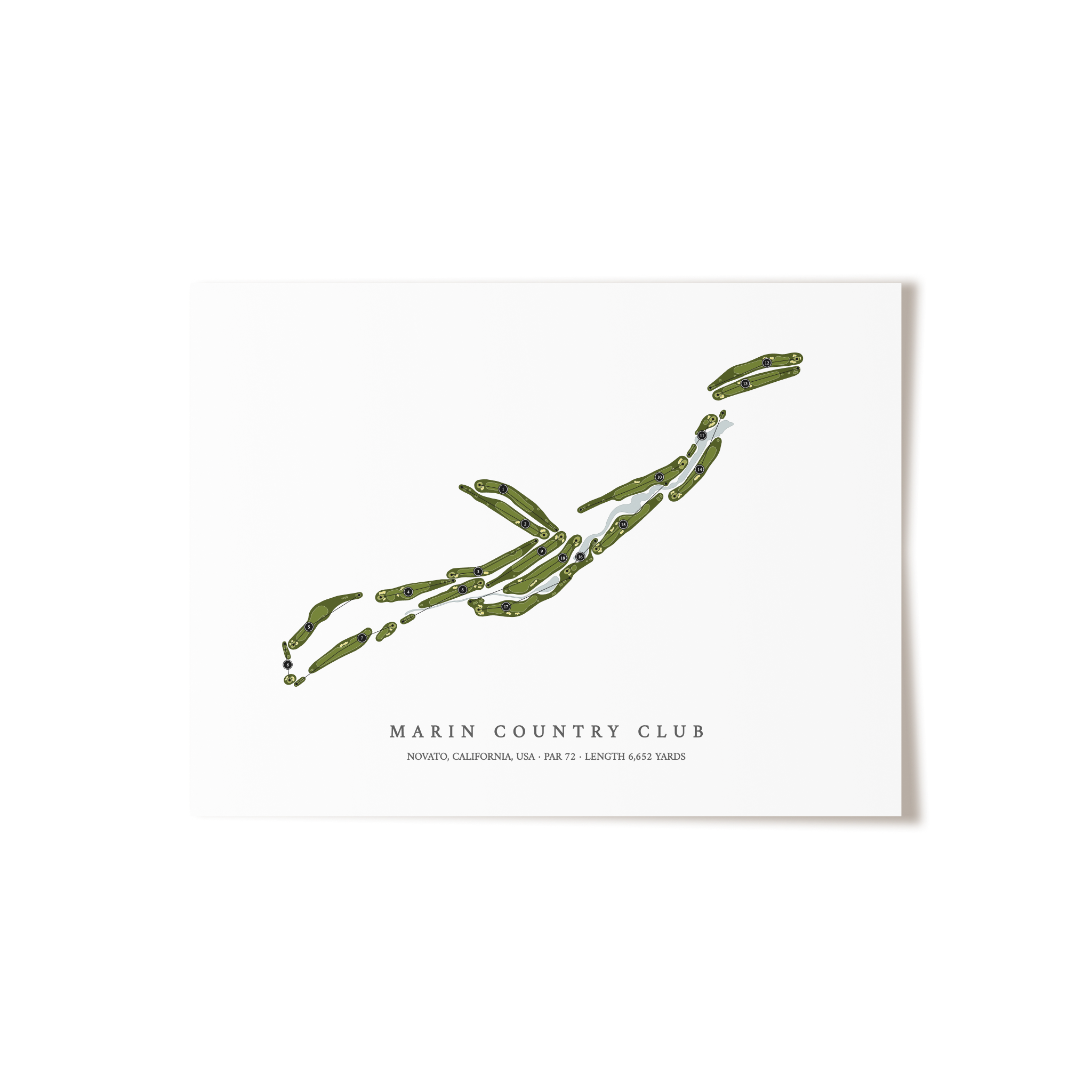 Marin Country Club | Golf Course Map | Unframed