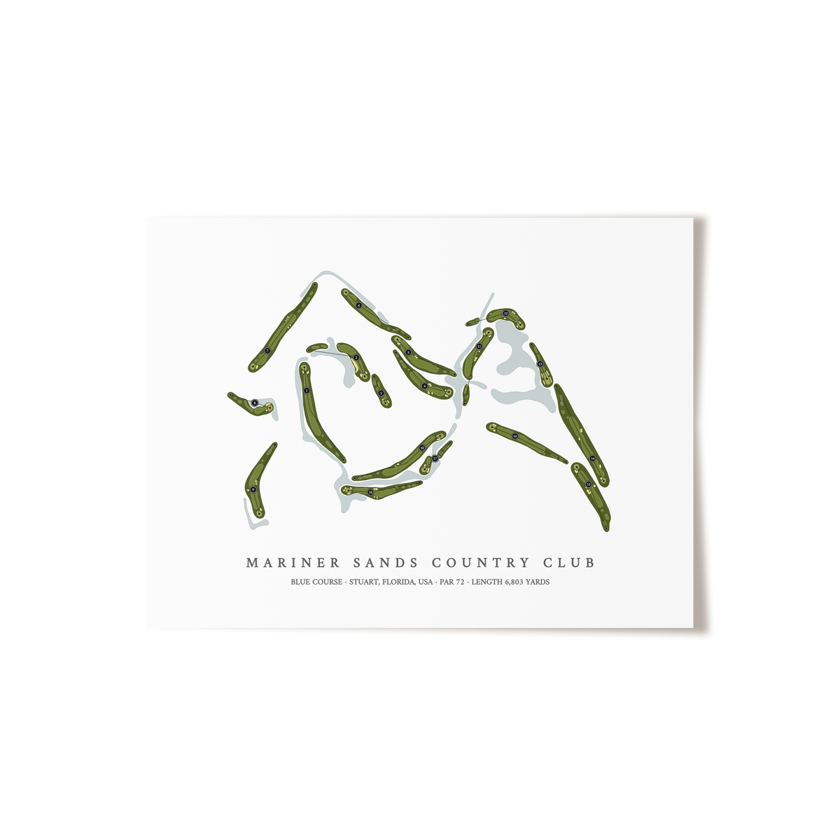 Mariner Sands Country Club - Blue Course | Golf Course Map | Unframed