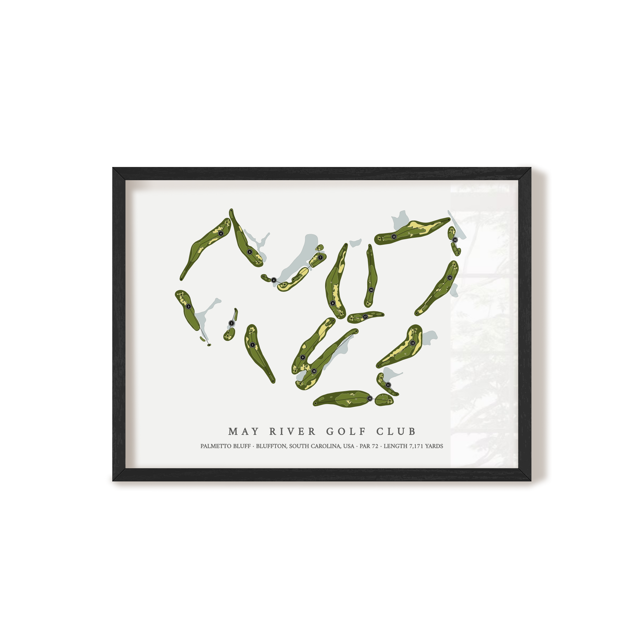 May River Golf Club At Palmetto Bluff | Golf Course Map | Black Frame